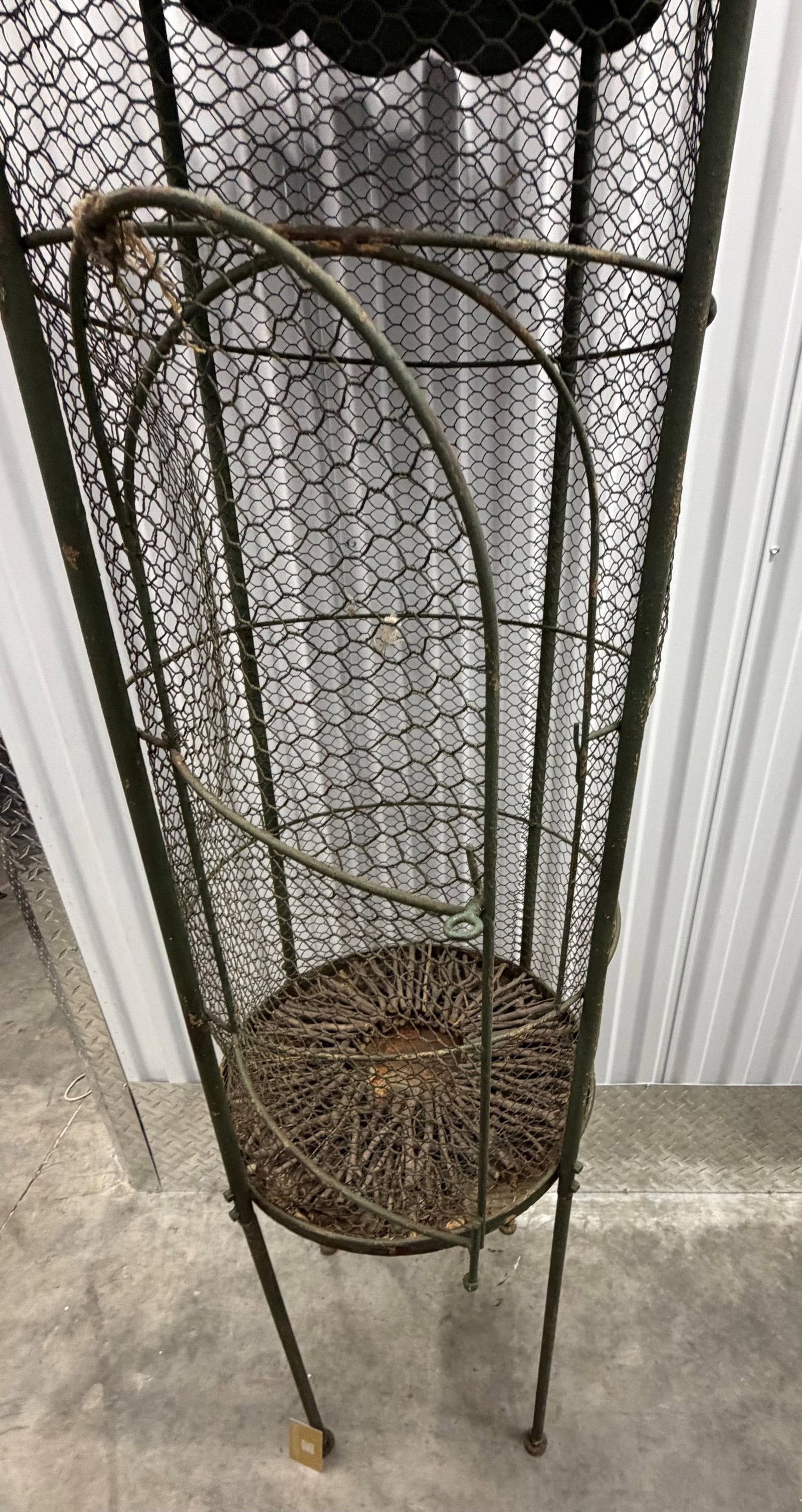 Vintage Green Painted Metal Garden Cloche / Plant Stand / Birdcage - 5