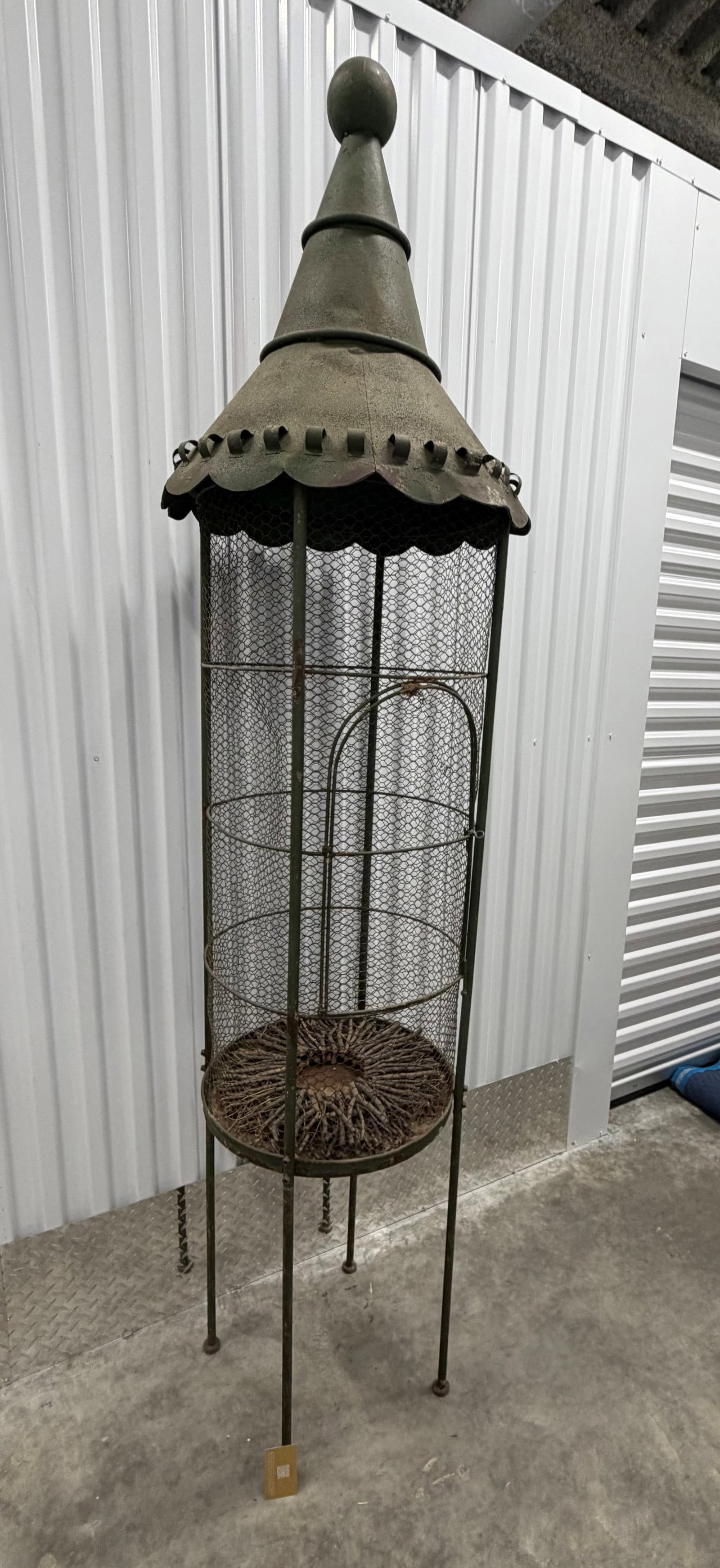 Vintage Green Painted Metal Garden Cloche / Plant Stand / Birdcage - 6
