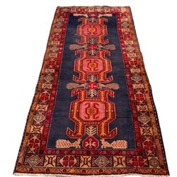 Hand-Knotted Bokhara-Style Wool Runner Rug, Mid-20th Century (1 of 5)
