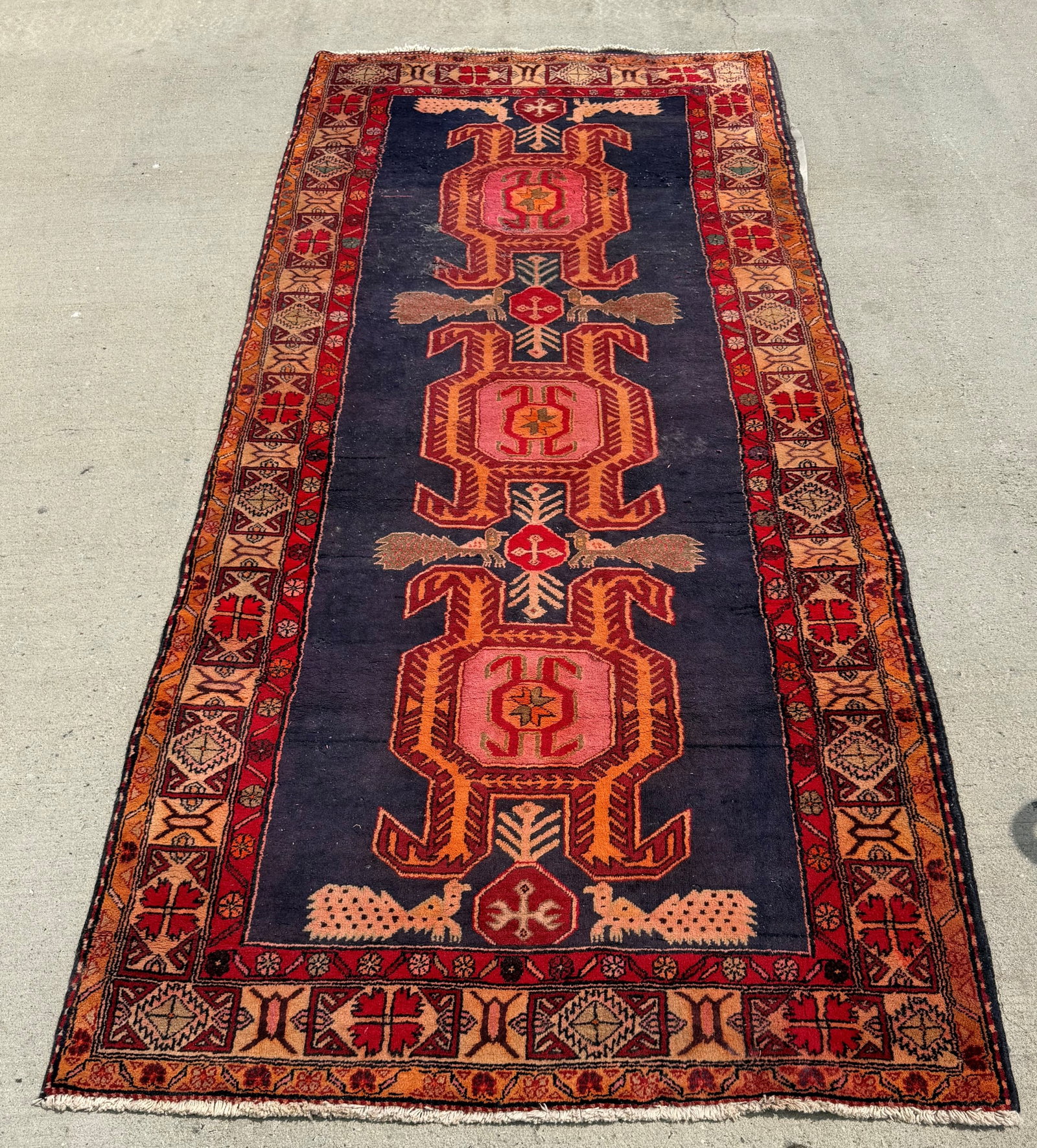 Hand-Knotted Bokhara-Style Wool Runner Rug, Mid-20th Century - 2