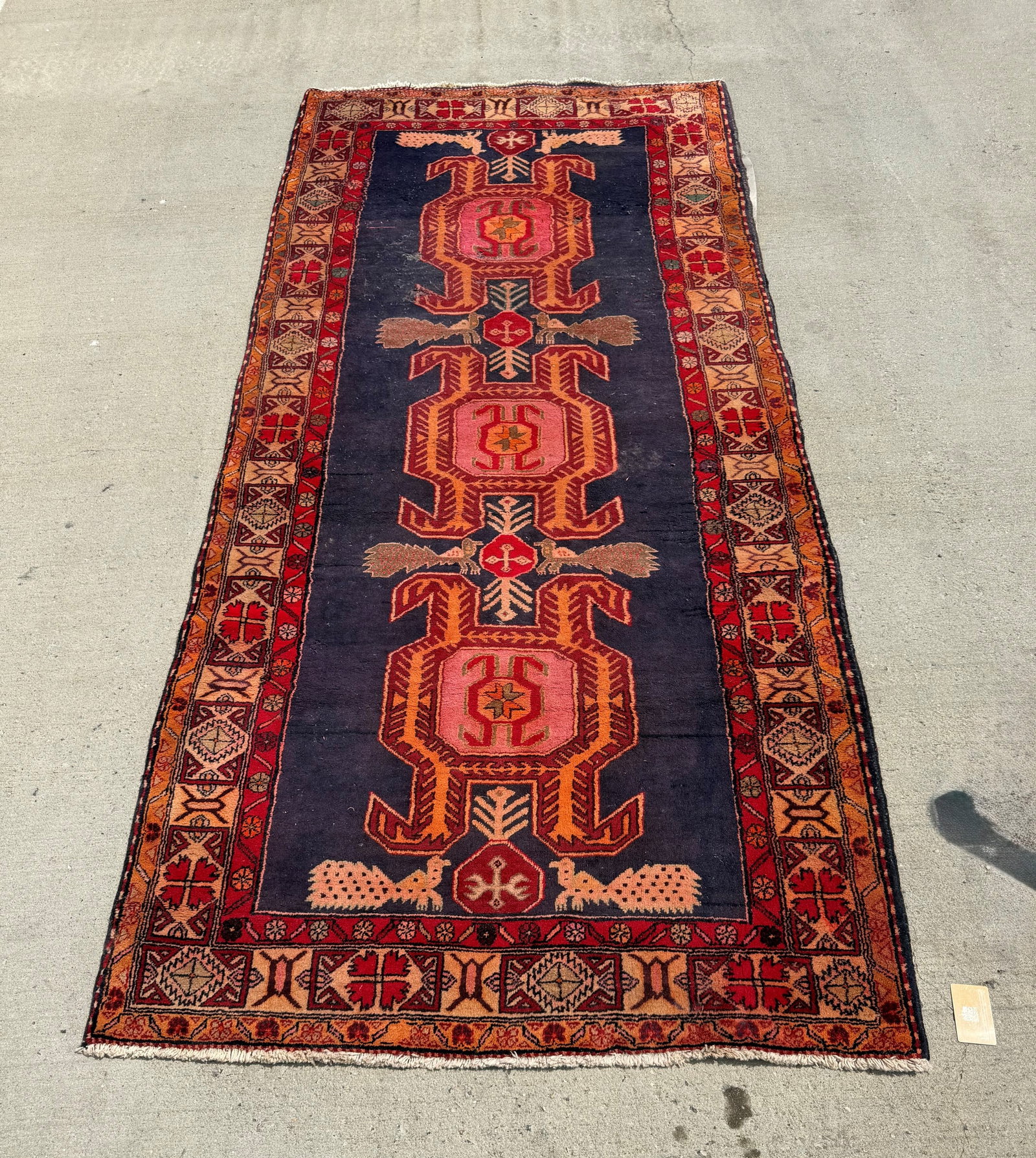 Hand-Knotted Bokhara-Style Wool Runner Rug, Mid-20th Century - 3