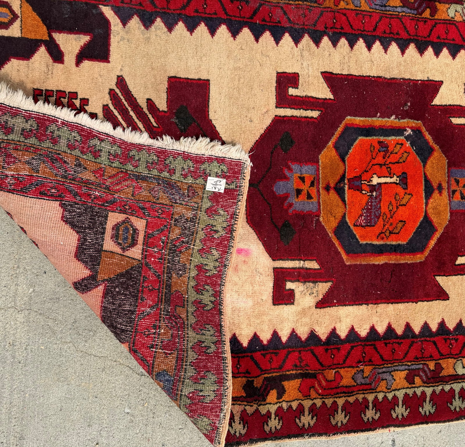 Hand-Knotted Caucasian-Style Wool Runner with Geometric Motifs - 5