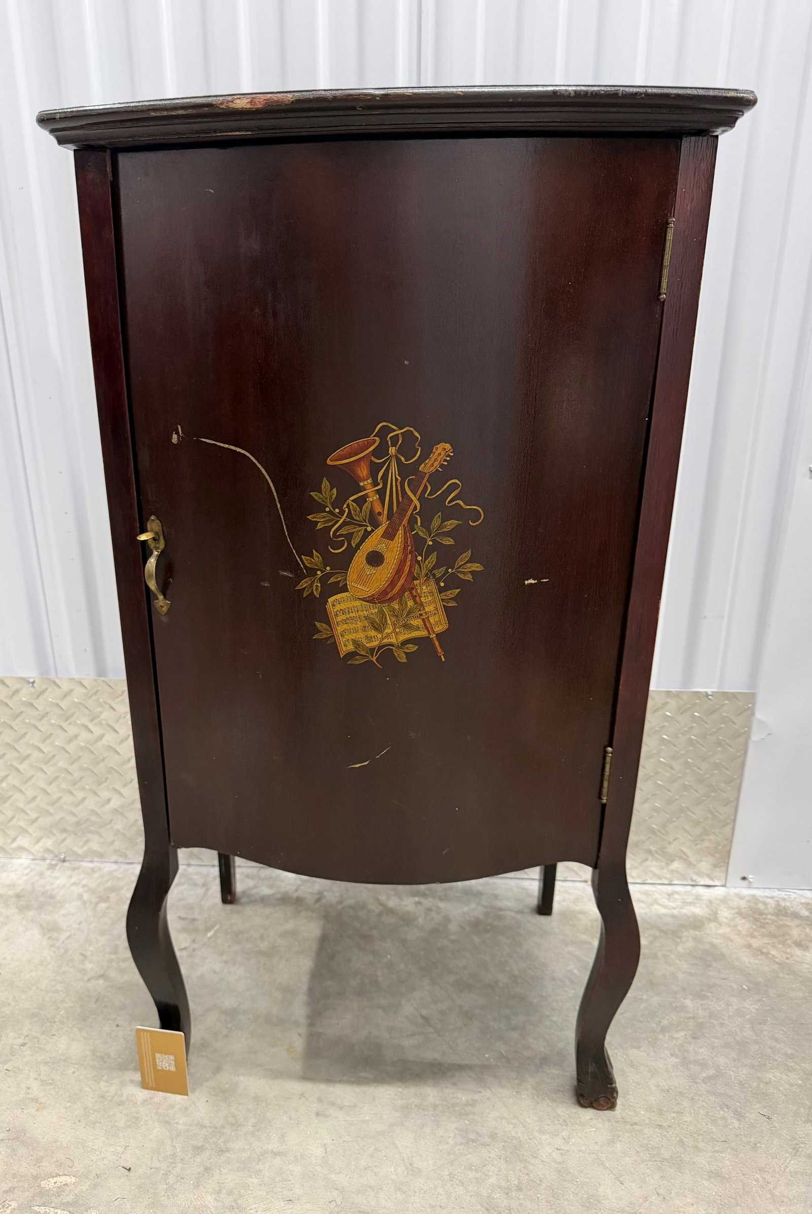 Musical Motif Mahogany Finish Record Cabinet - 2