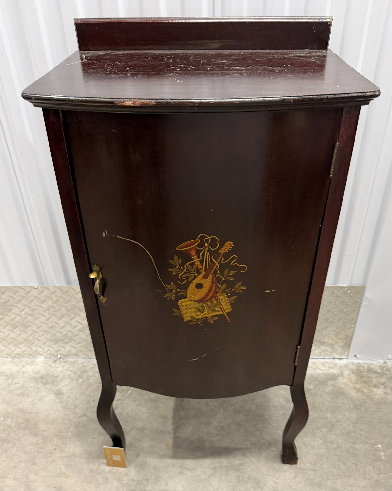 Musical Motif Mahogany Finish Record Cabinet - 4