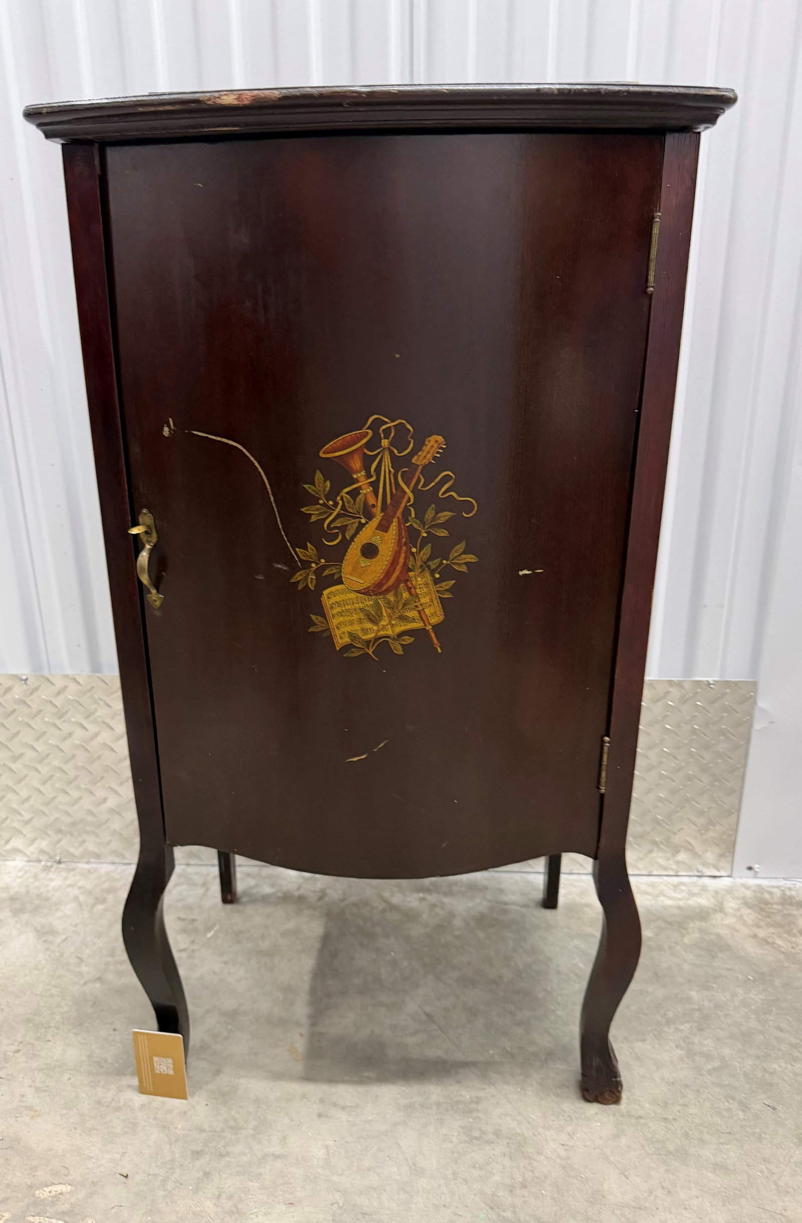 Musical Motif Mahogany Finish Record Cabinet - 5