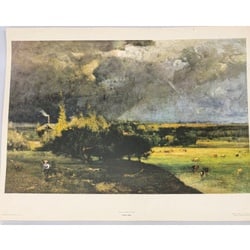 "The Coming Storm" by George Inness Print: This is a reproduction print of George Inness's notable landscape painting, "The Coming Storm." The original artwork is a quintessential example of the Tonalism movement, characterized by soft,