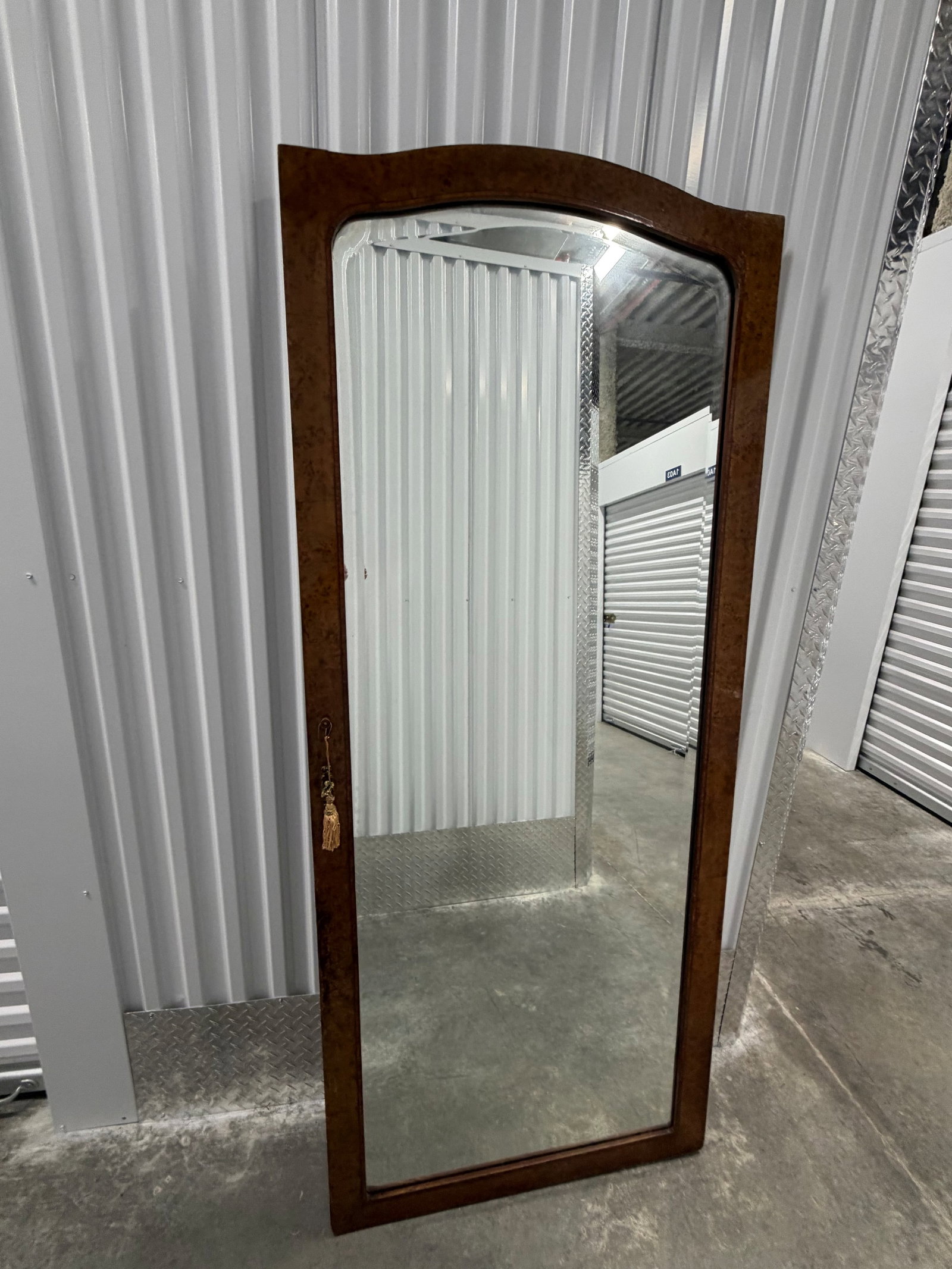 Carved Wood Arched Top Wall Mirror - 7