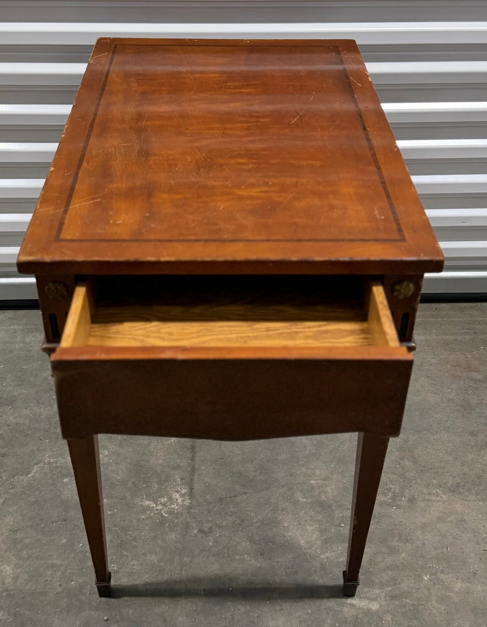 Federal Style Inlaid Mahogany Side Table with Single Drawer - 2
