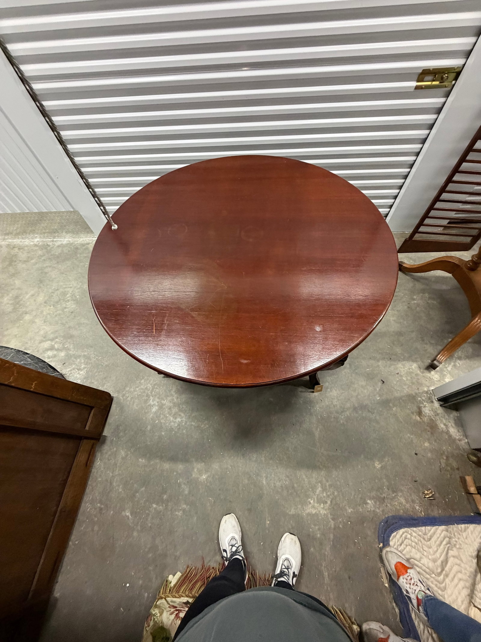 Carved Mahogany Round Center Table - 2