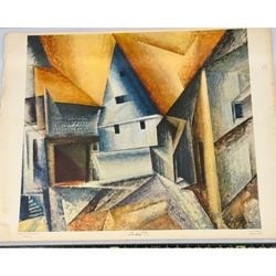Georges Braque, "Boats and Village" (Barques et Village), Cubist Lithograph: A circa 1960 offset lithograph by Georges Braque (French, 1882-1963) titled "Boats and Village" (Barques et Village). This piece exemplifies Braque's early Cubist style, featuring a fragmented and