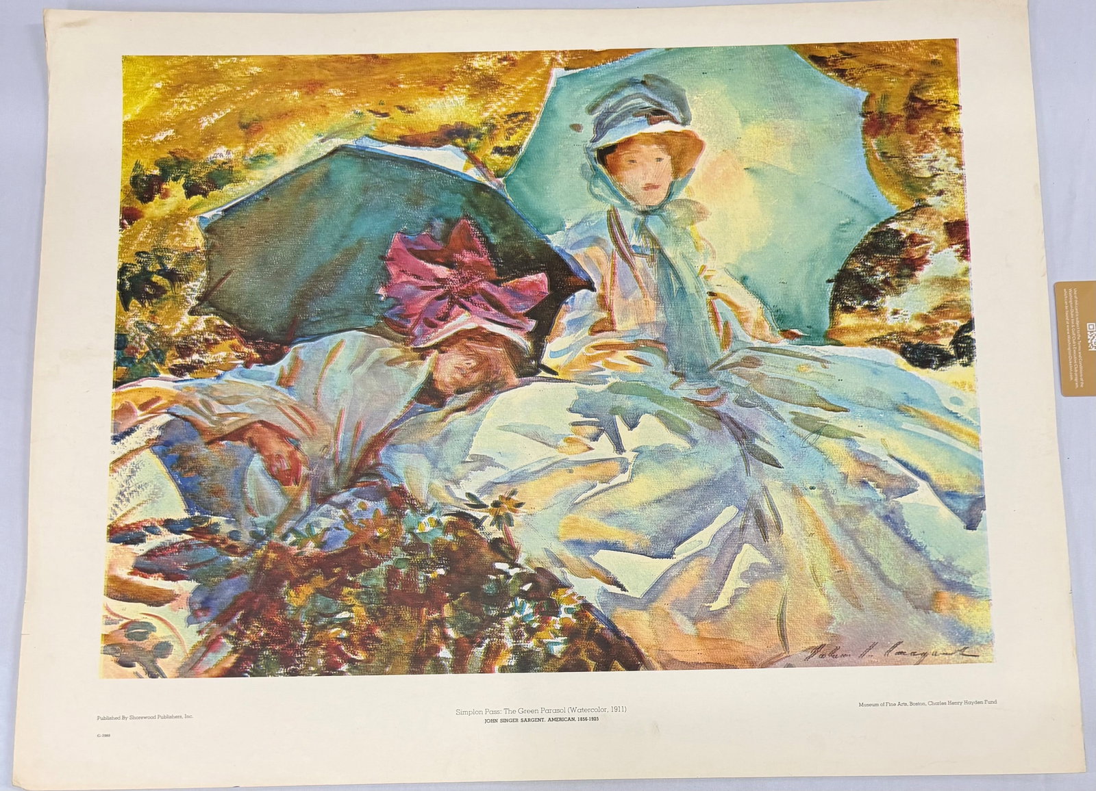 John Singer Sargent Watercolor Print, "Simplon Pass: The Green Parasol" - 2