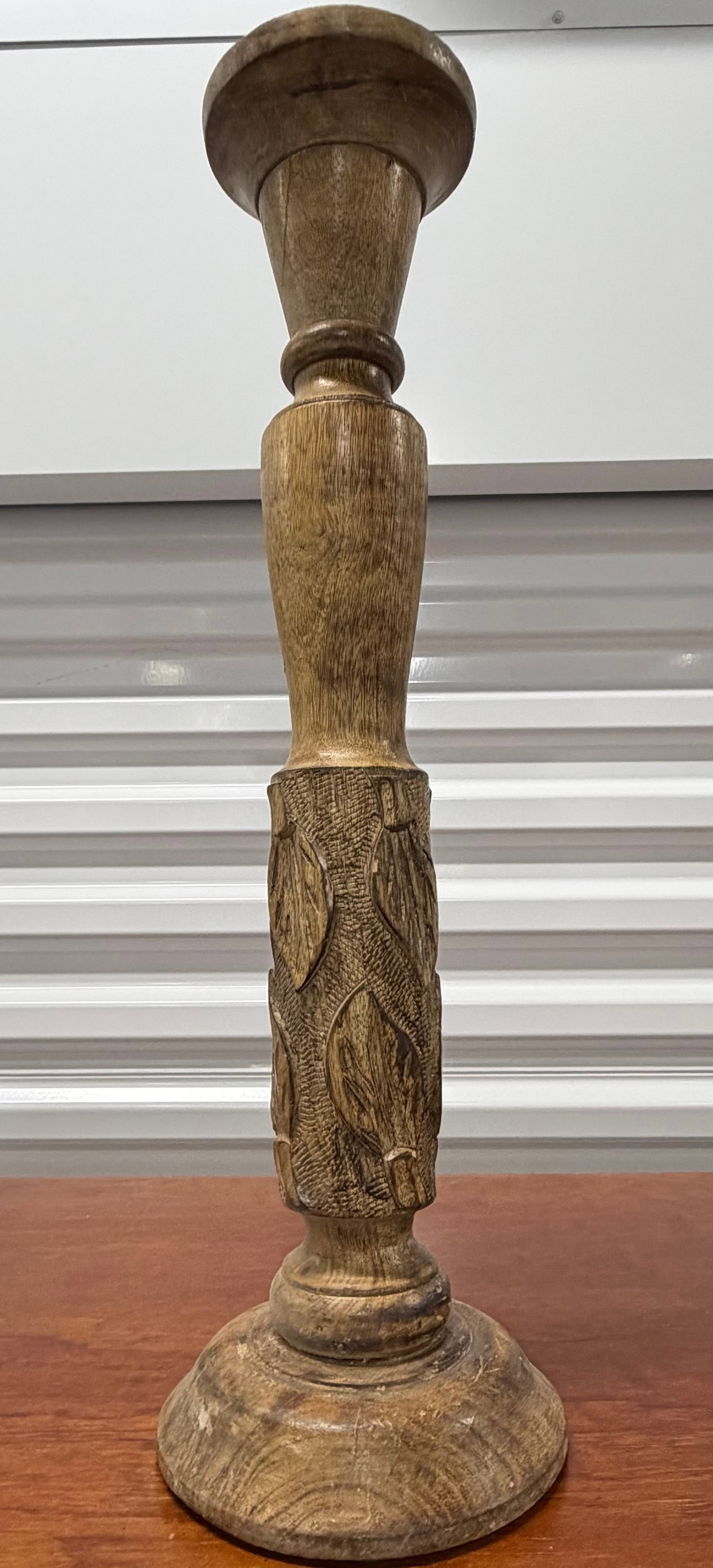 Carved Wooden Candlestick - 2