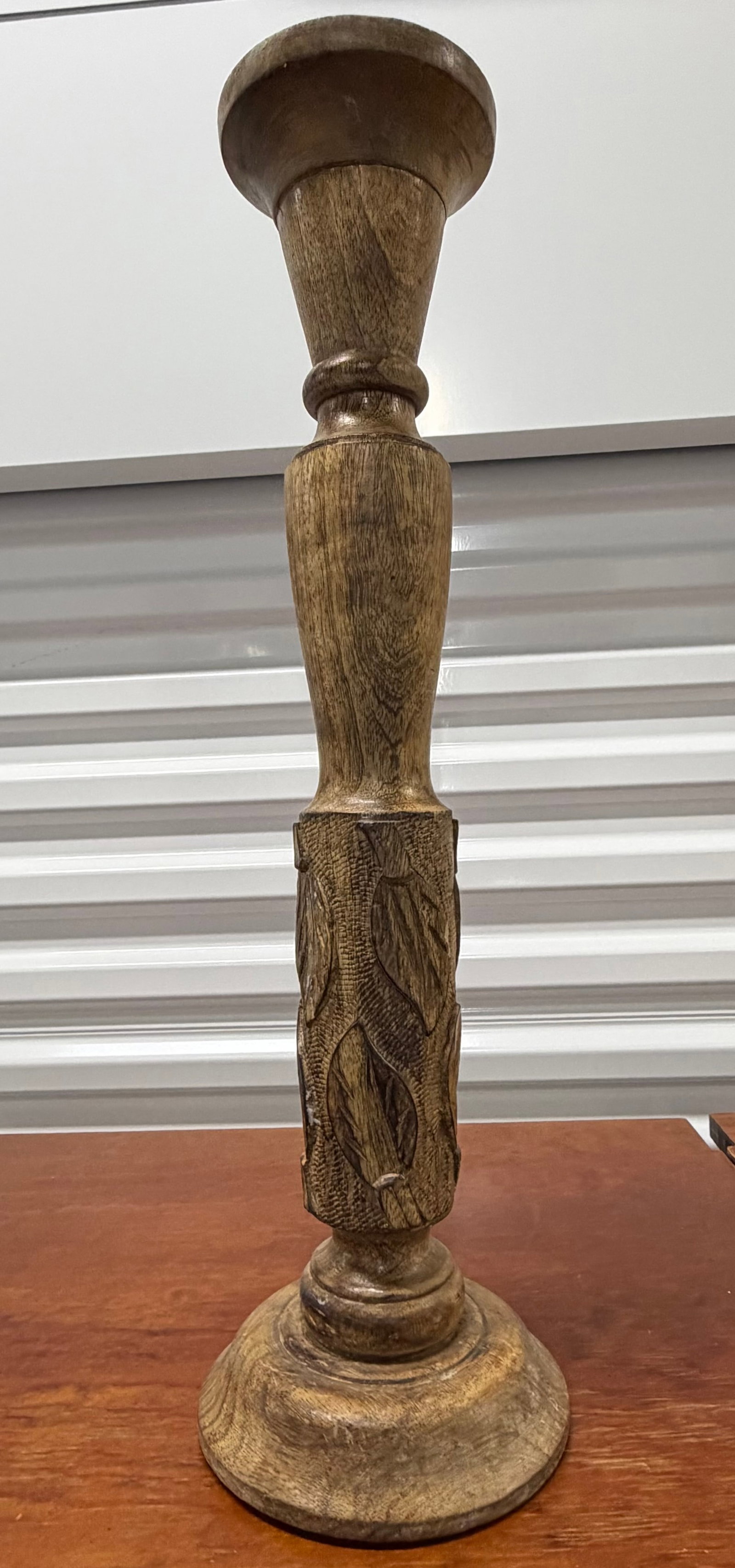 Carved Wooden Candlestick - 3
