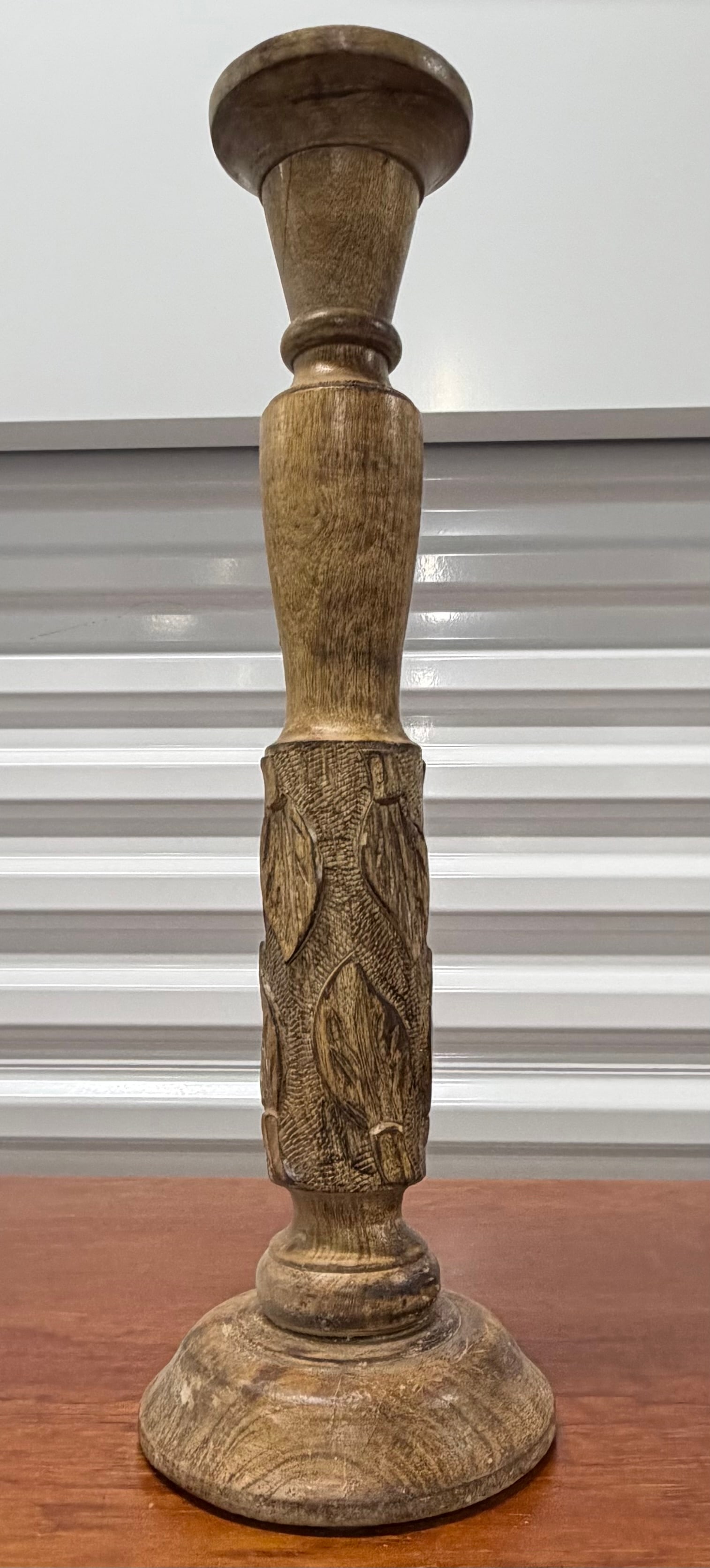 Carved Wooden Candlestick - 4