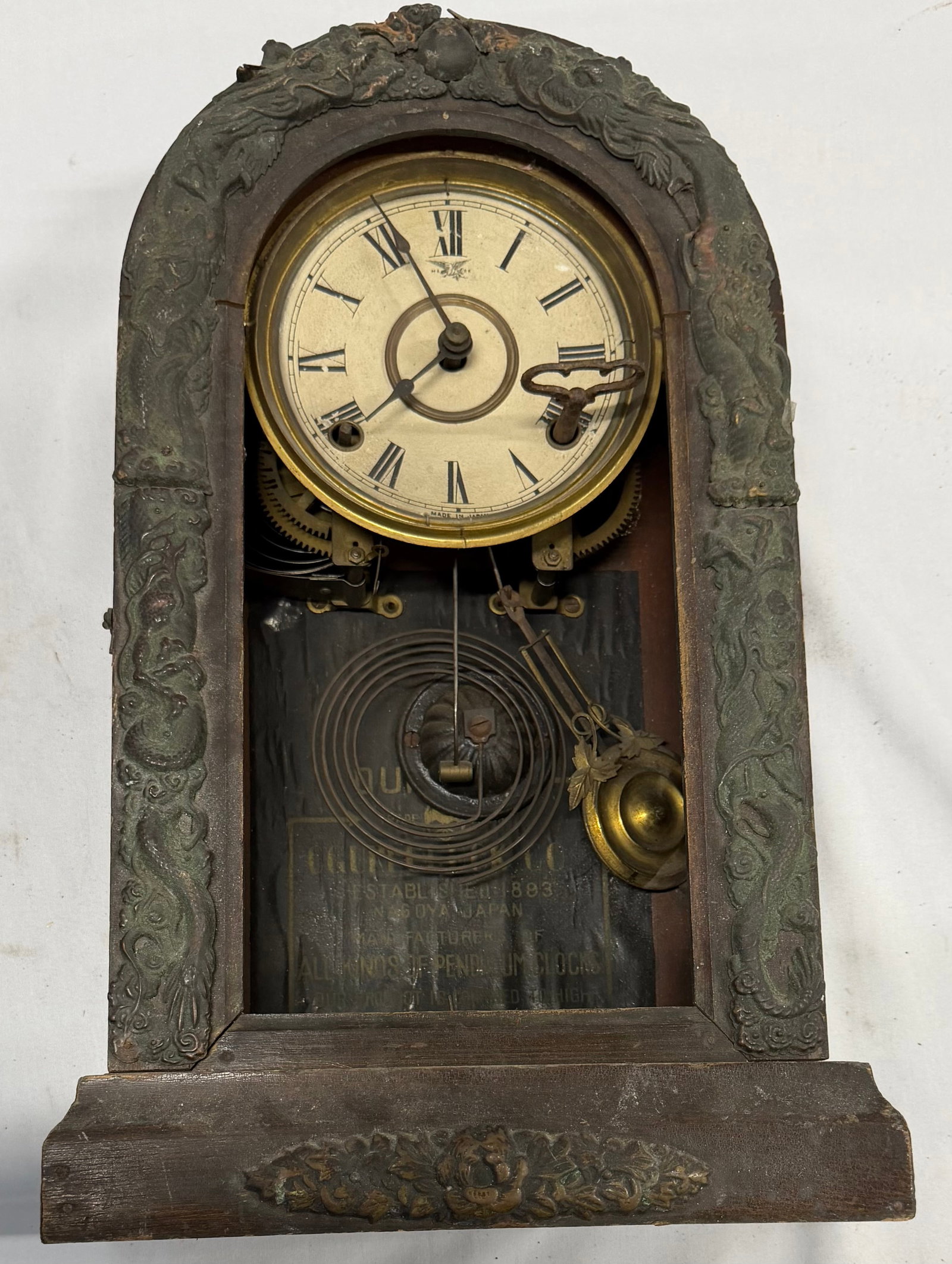 Antique Japanese â€œAichken Clockmakers Unionâ€ Wall Clock - 4