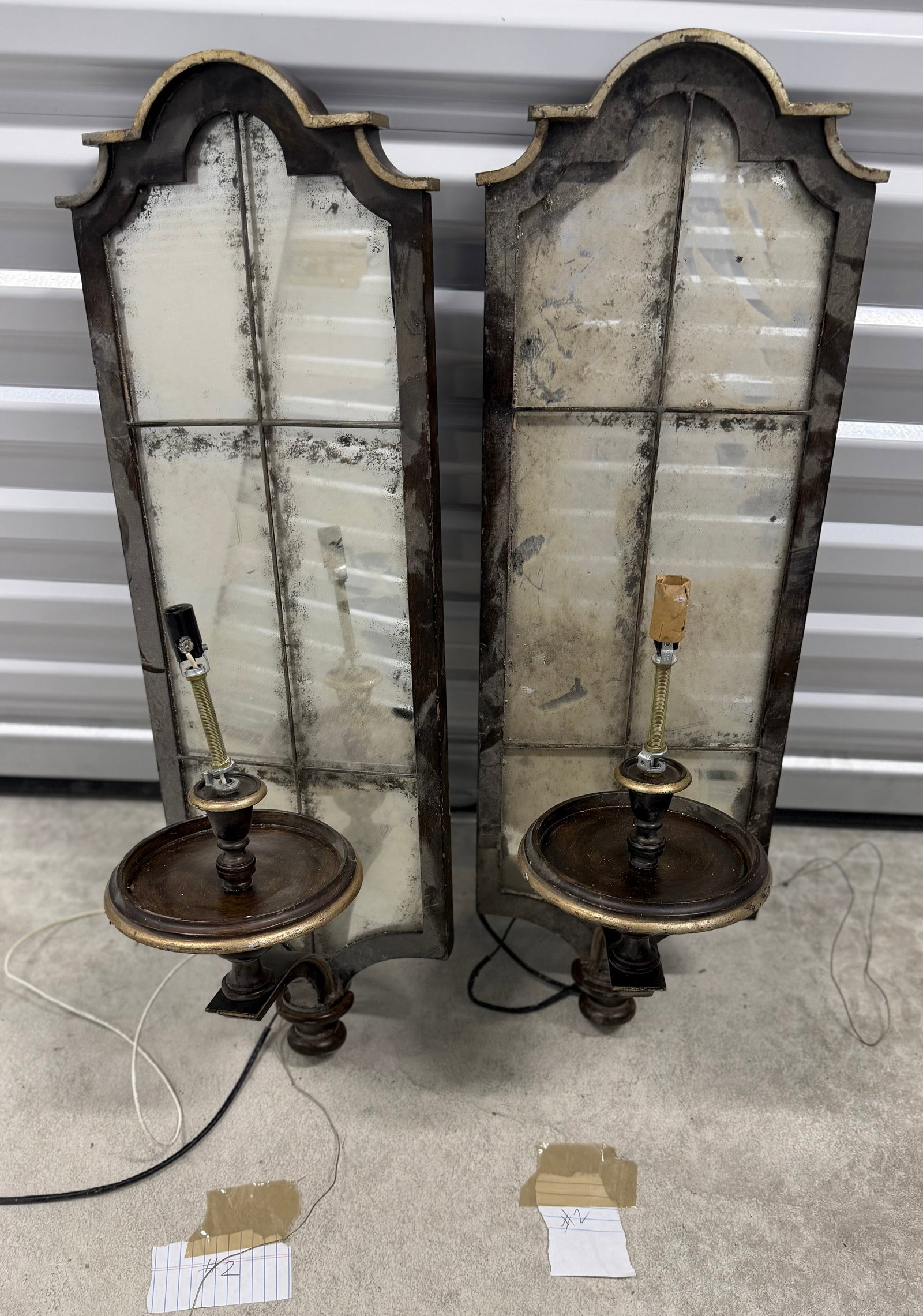 Pair of Ornate Giltwood and Mirrored Sconces #2 - 4