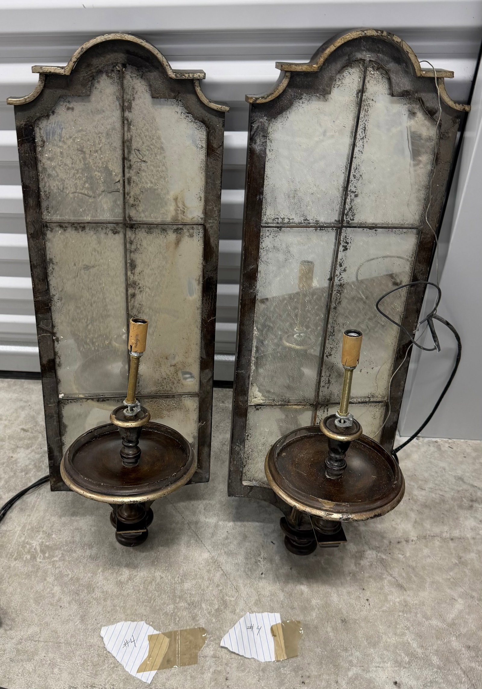 Pair of Ornate Giltwood and Antiqued Mirror Sconces #4 - 2