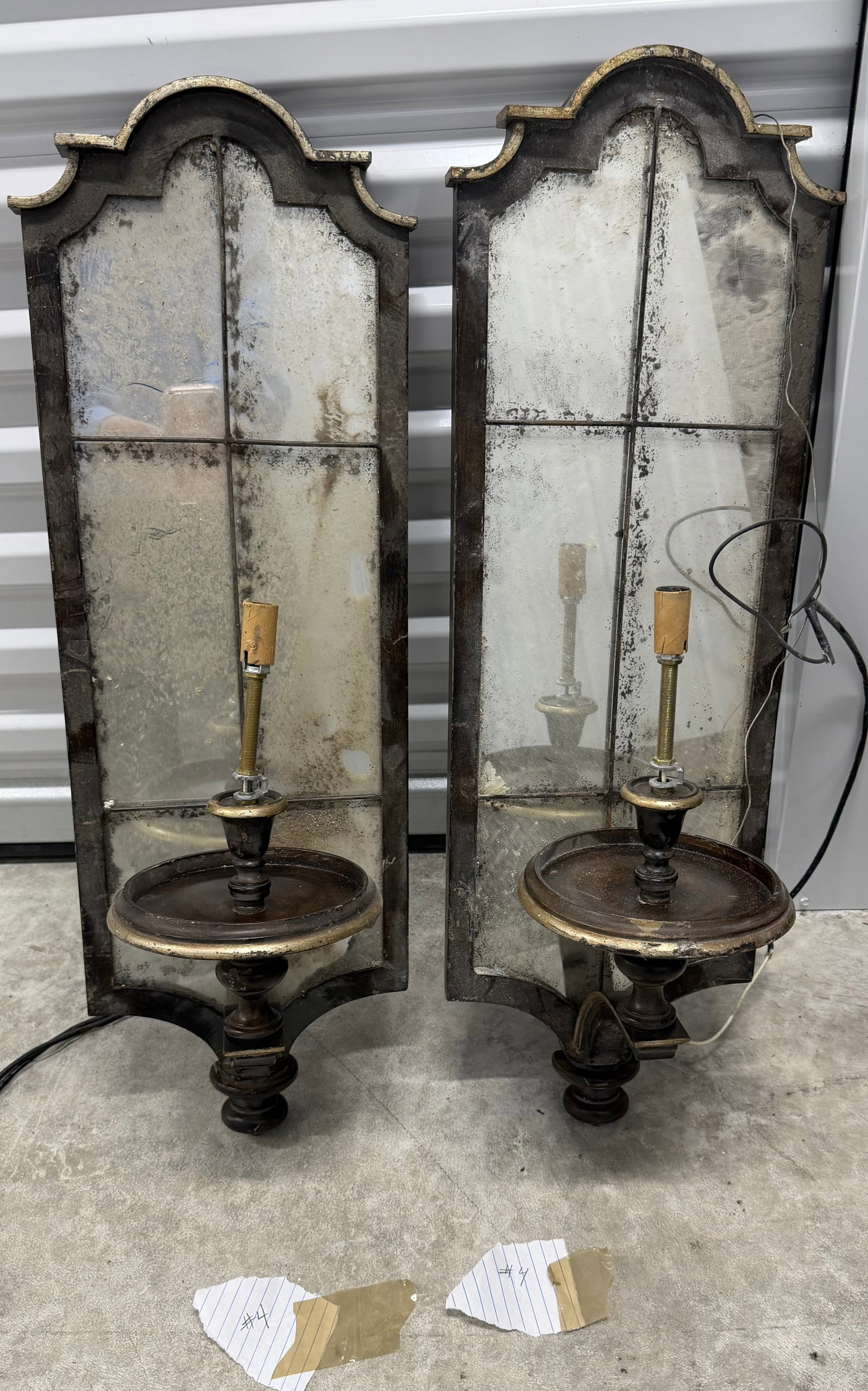 Pair of Ornate Giltwood and Antiqued Mirror Sconces #4 - 4