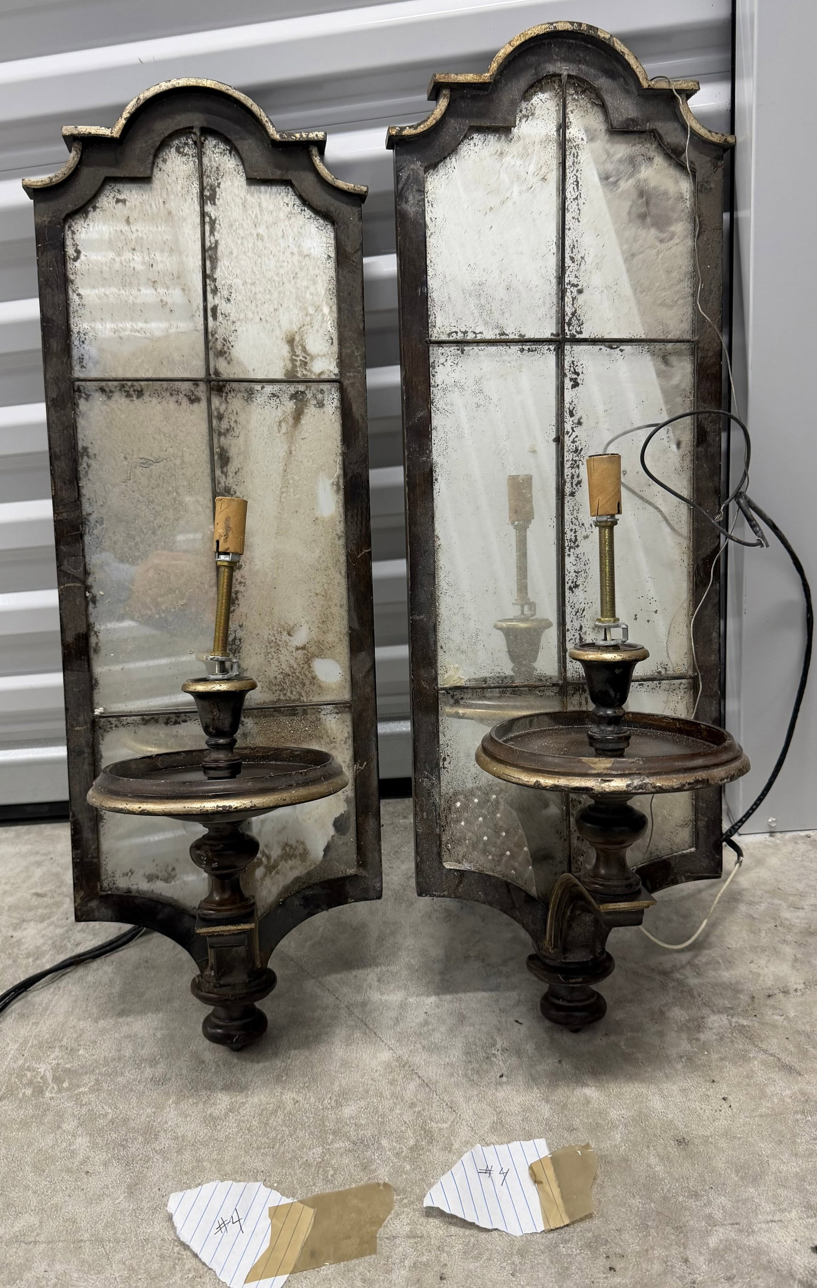 Pair of Ornate Giltwood and Antiqued Mirror Sconces #4 - 8