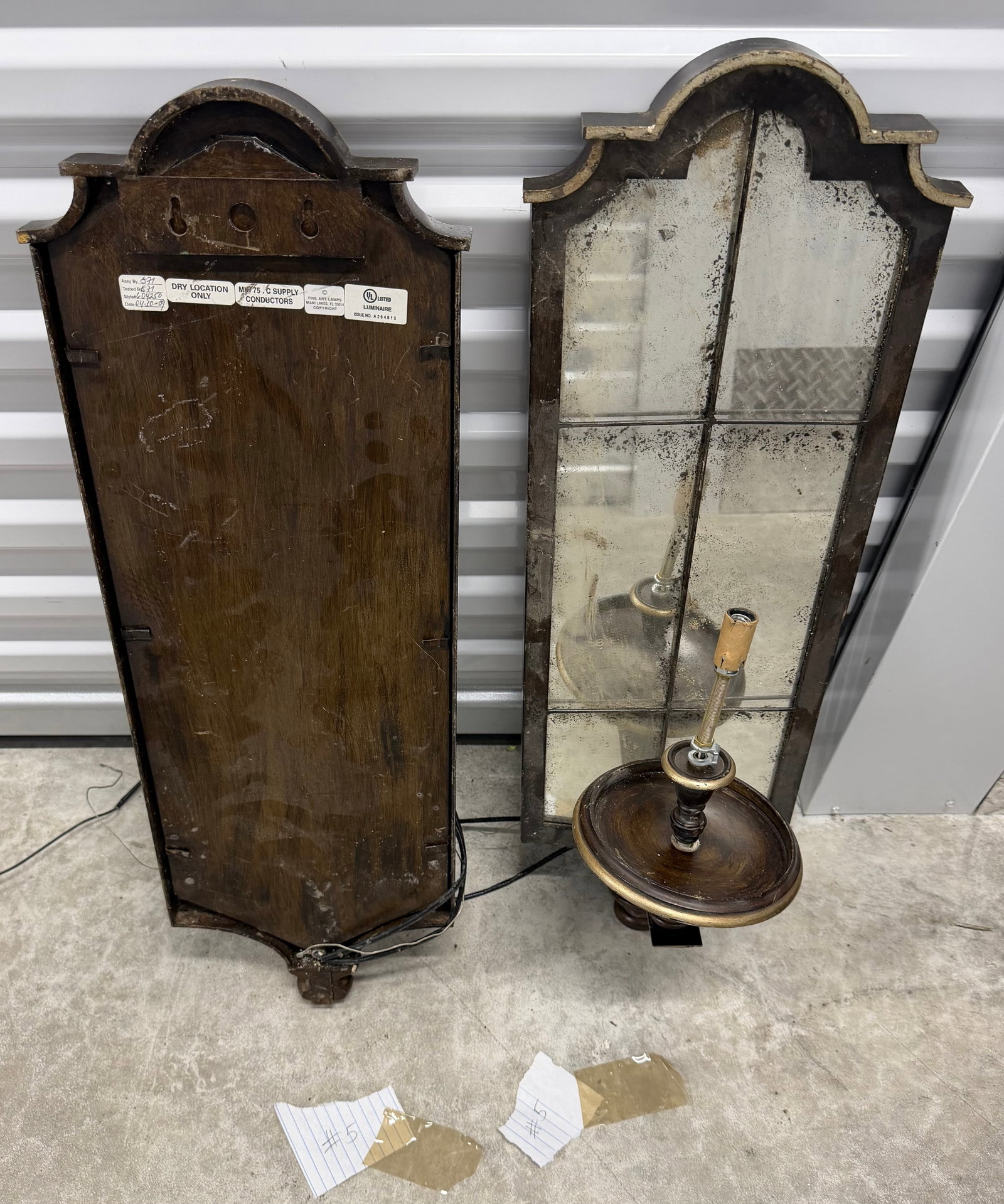 Pair of Mirrored Sconces in Antiqued Finish c. 1970s #5 (1 of 6)
