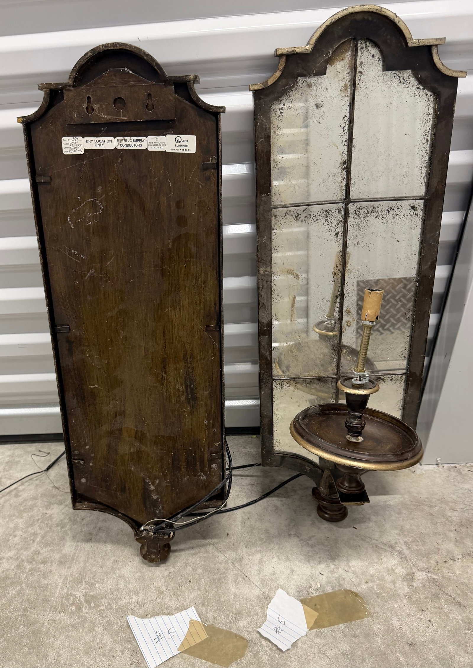 Pair of Mirrored Sconces in Antiqued Finish c. 1970s #5 - 2