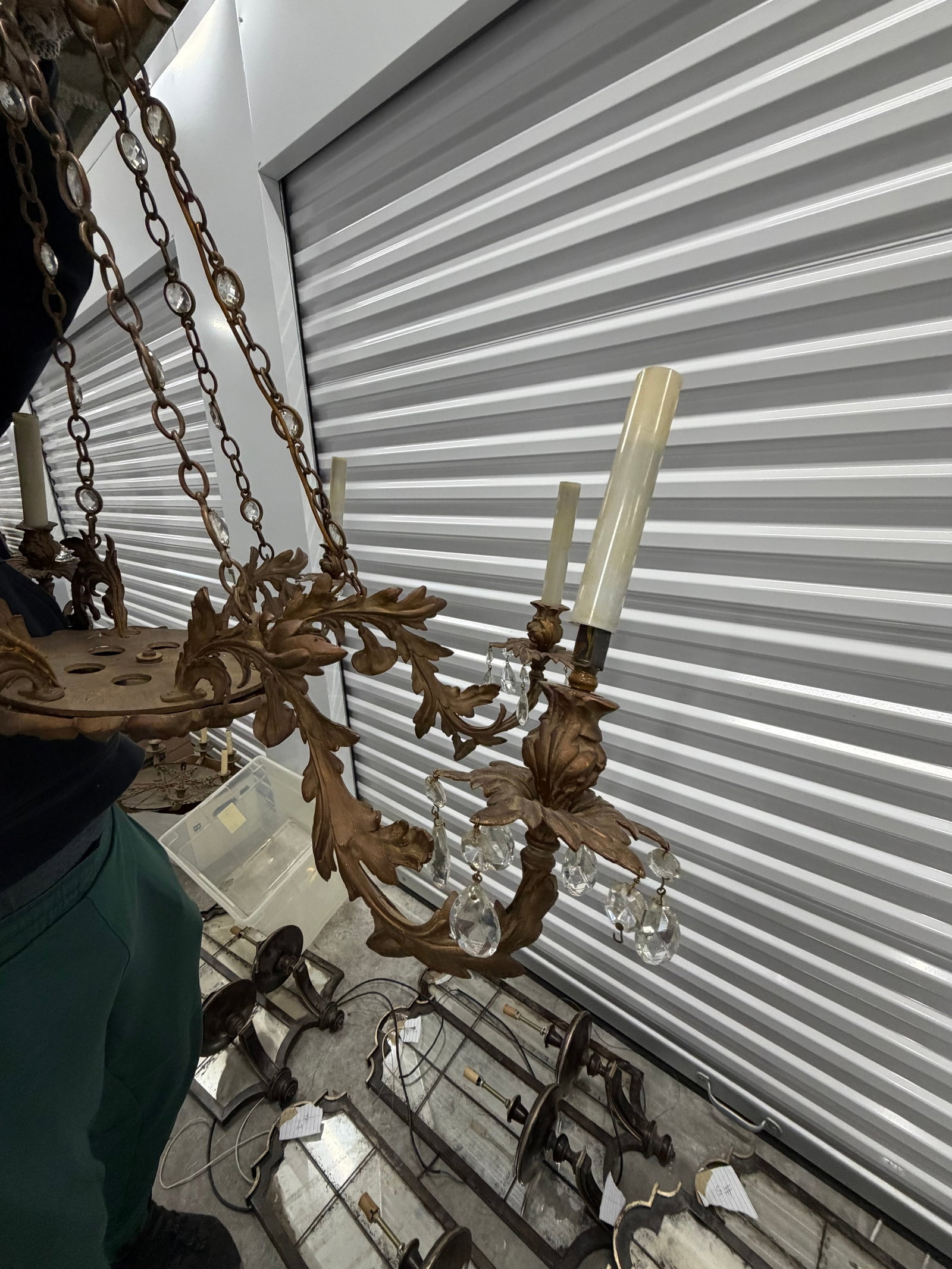 Gilt Metal and Crystal Chandelier - 3