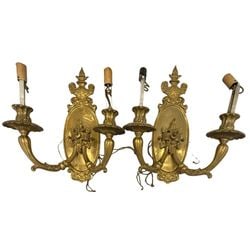 Pair of Rococo Revival Style Gilt Bronze Two-Light Sconces (1 of 1)