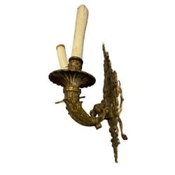 Pair of Rococo Revival Gilt Bronze Wall Sconces, Electrified (1 of 4)
