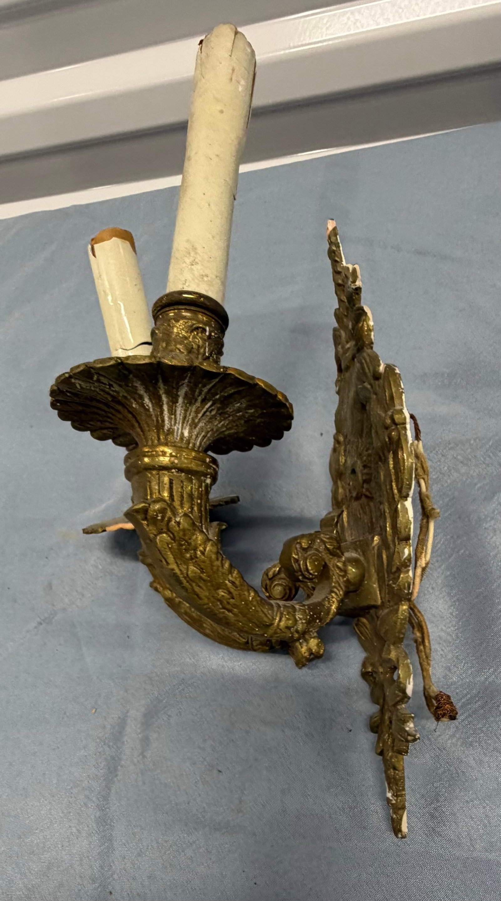 Pair of Rococo Revival Gilt Bronze Wall Sconces, Electrified - 2
