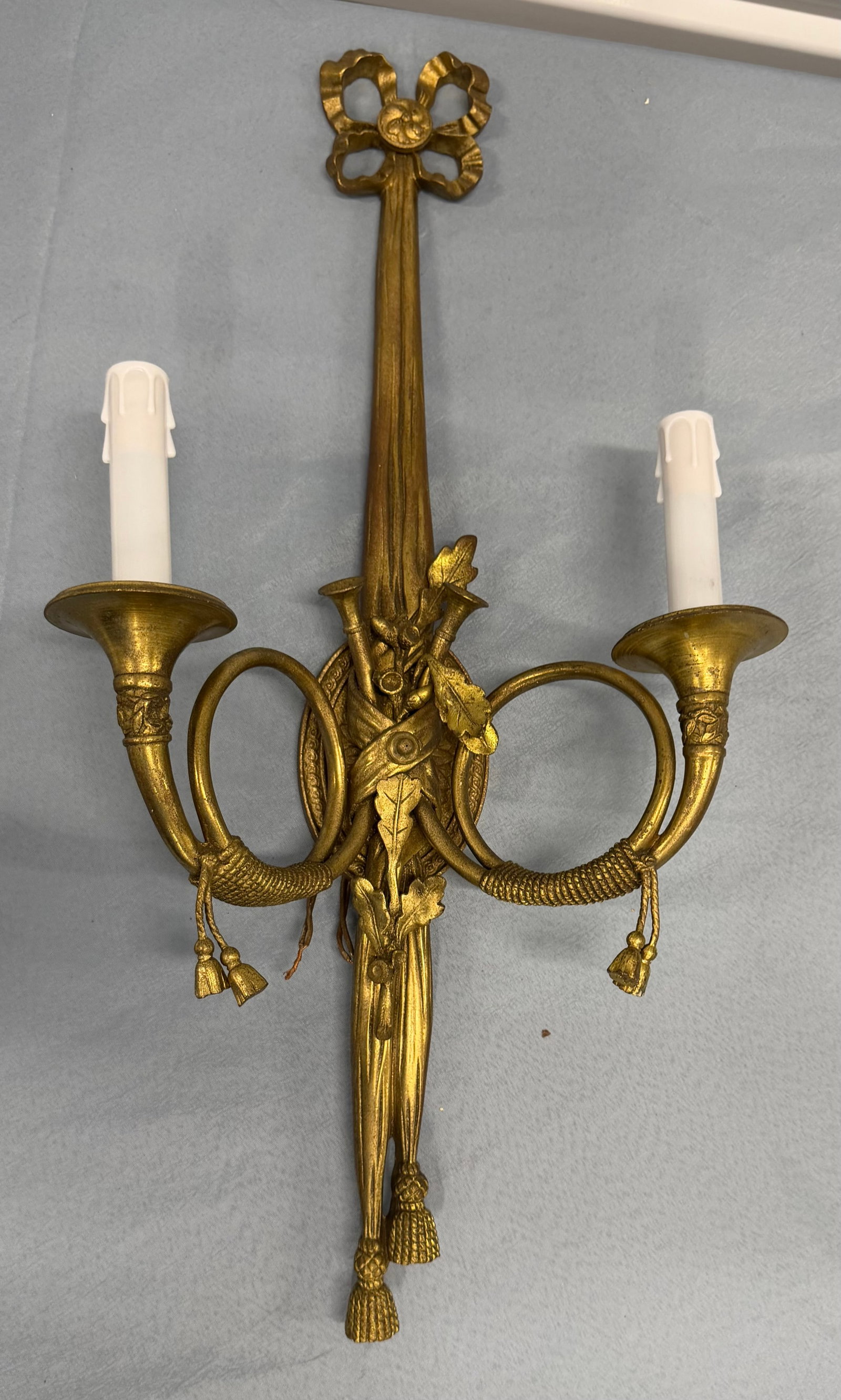 Pair of Louis XVI Style Gilt Bronze Two-Light Wall Sconces - 3