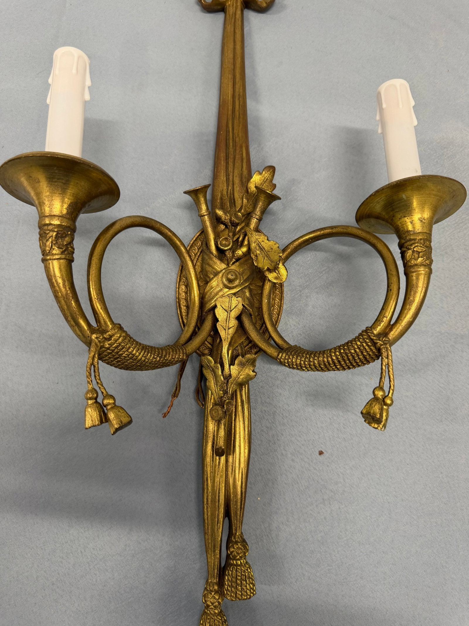 Pair of Louis XVI Style Gilt Bronze Two-Light Wall Sconces - 4