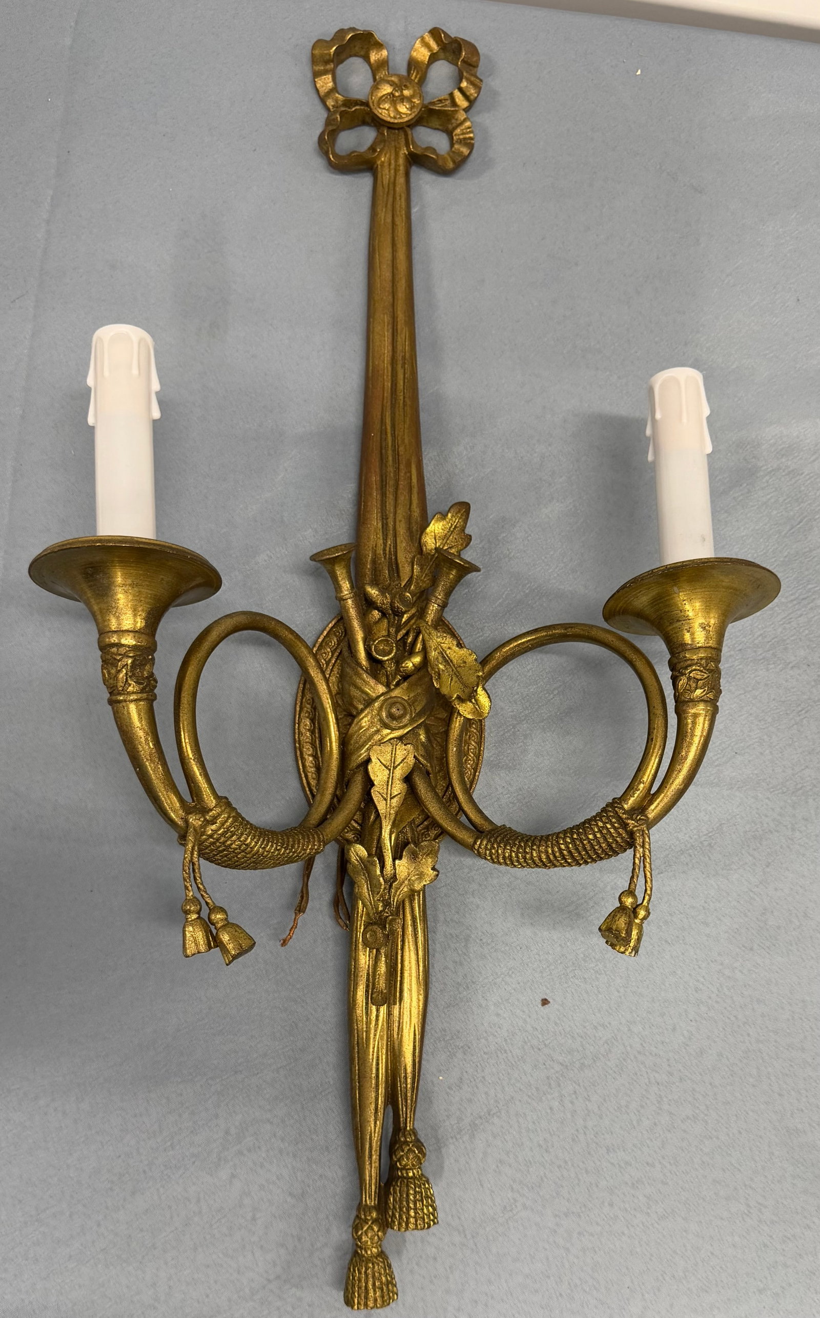 Pair of Louis XVI Style Gilt Bronze Two-Light Wall Sconces - 5
