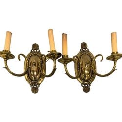 Pair of Vintage Brass Two-Light Sconces (1 of 1)