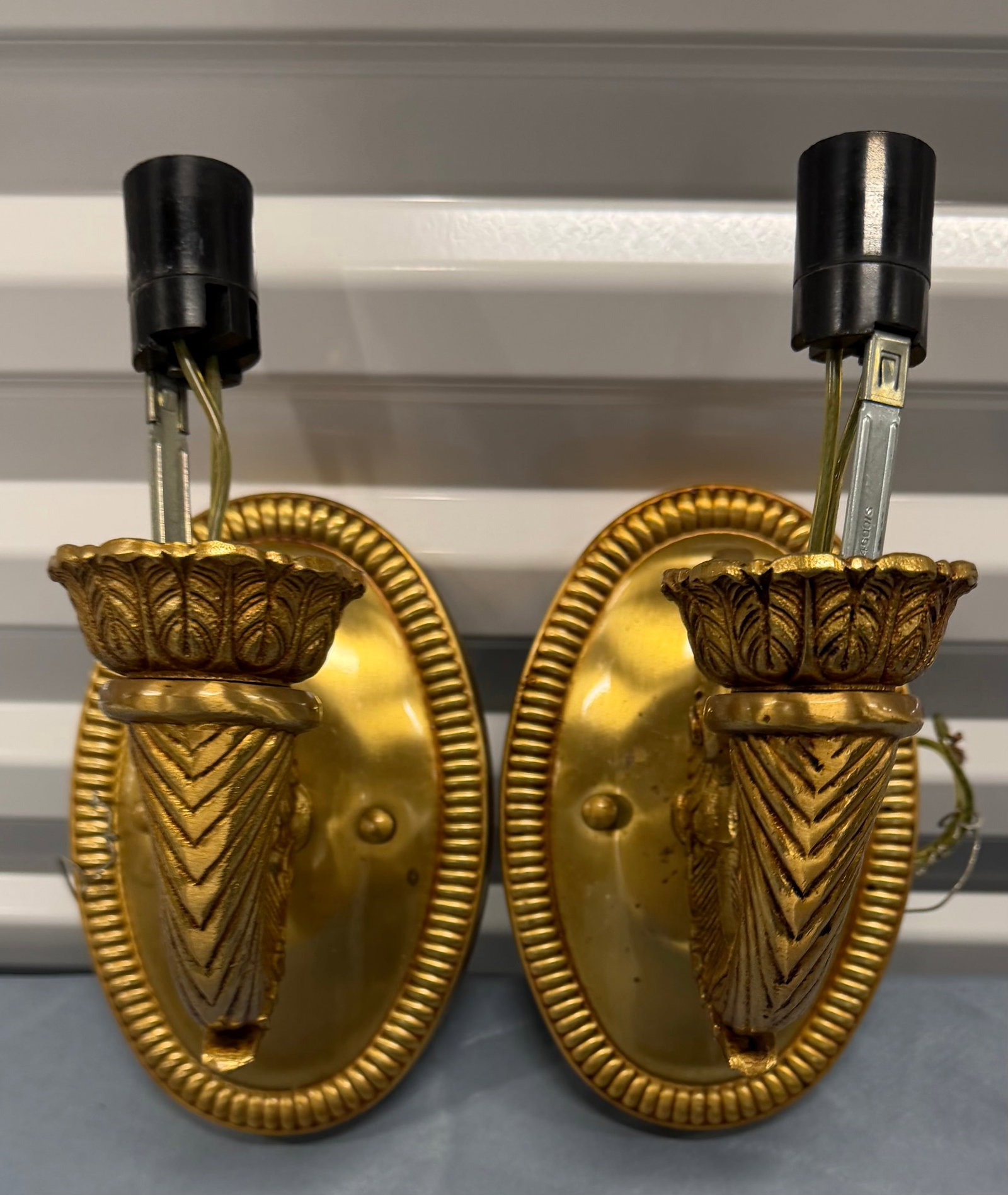 Pair of Gilt Bronze Empire Style Sconces - 2