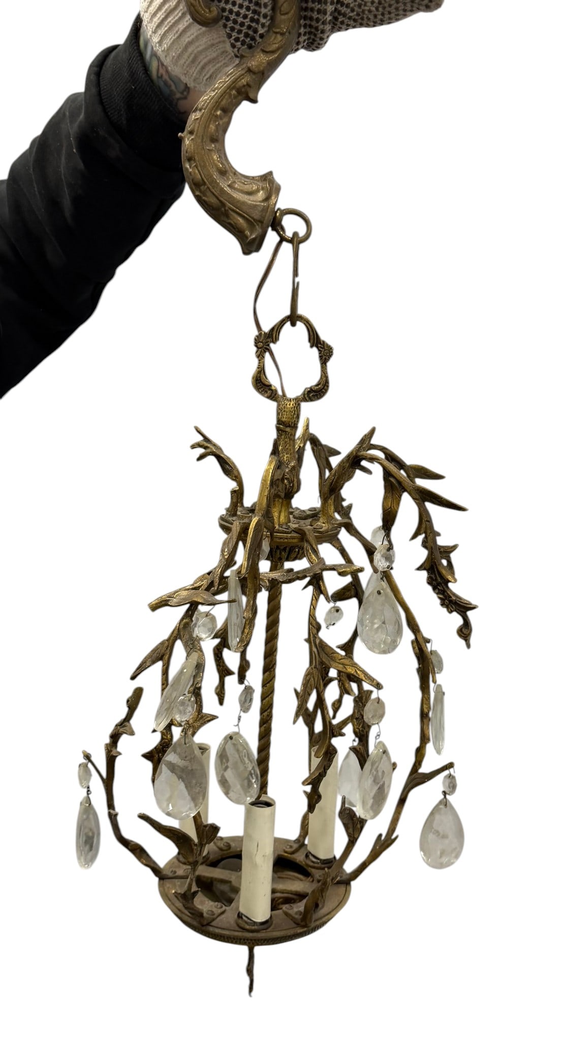 Gilt Bronze and Crystal Chandelier, possibly Italian, Mid-20th Century (1 of 5)