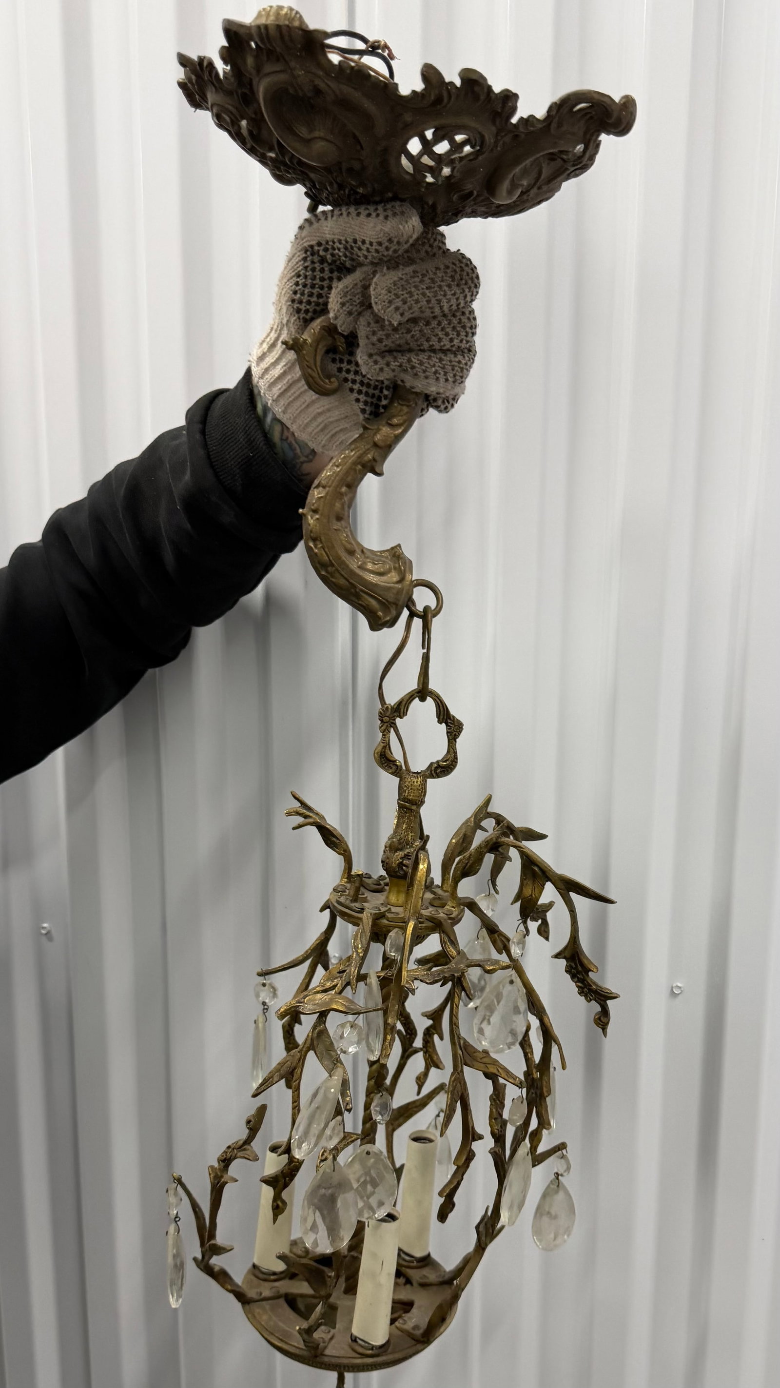 Gilt Bronze and Crystal Chandelier, possibly Italian, Mid-20th Century - 4