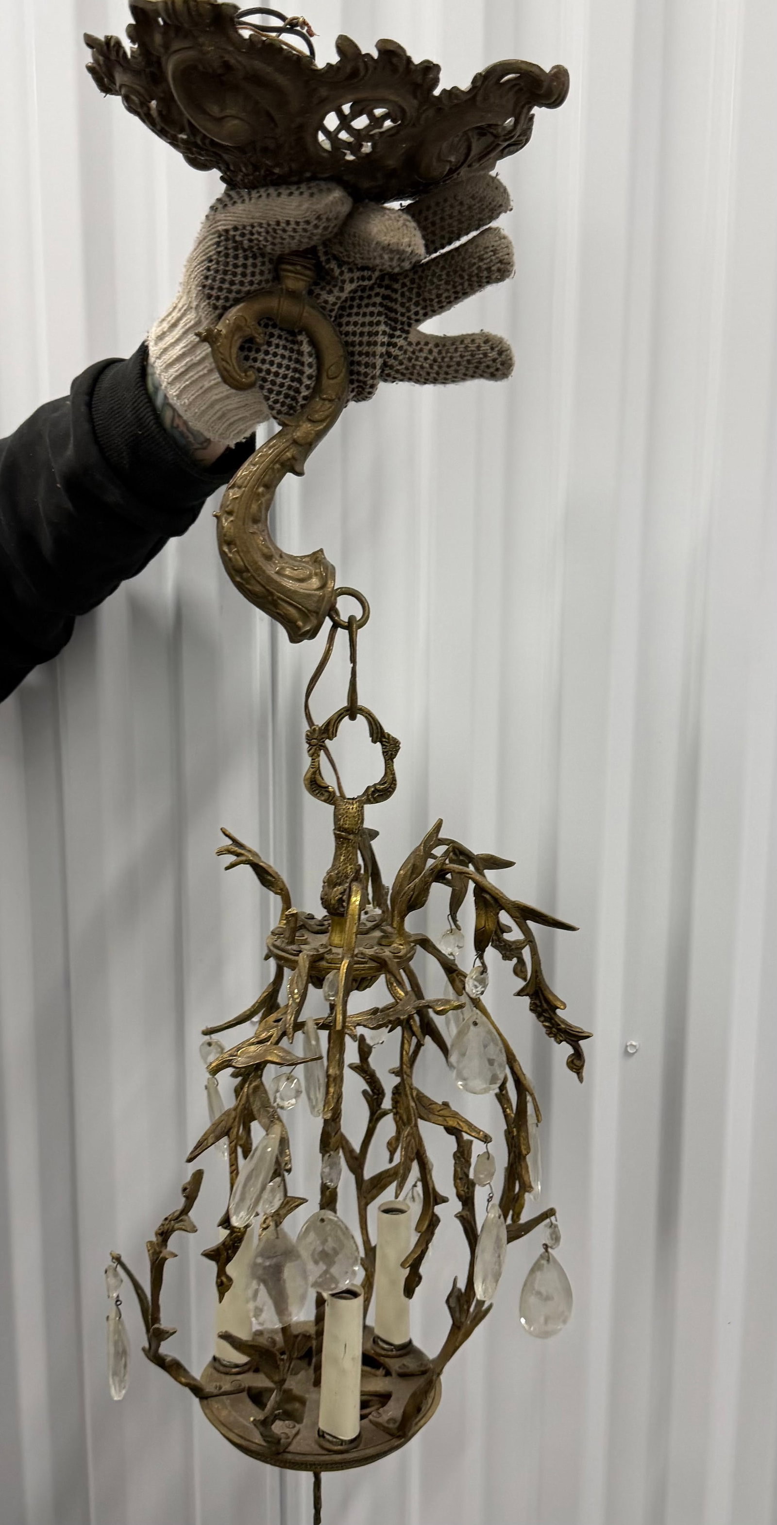 Gilt Bronze and Crystal Chandelier, possibly Italian, Mid-20th Century - 5