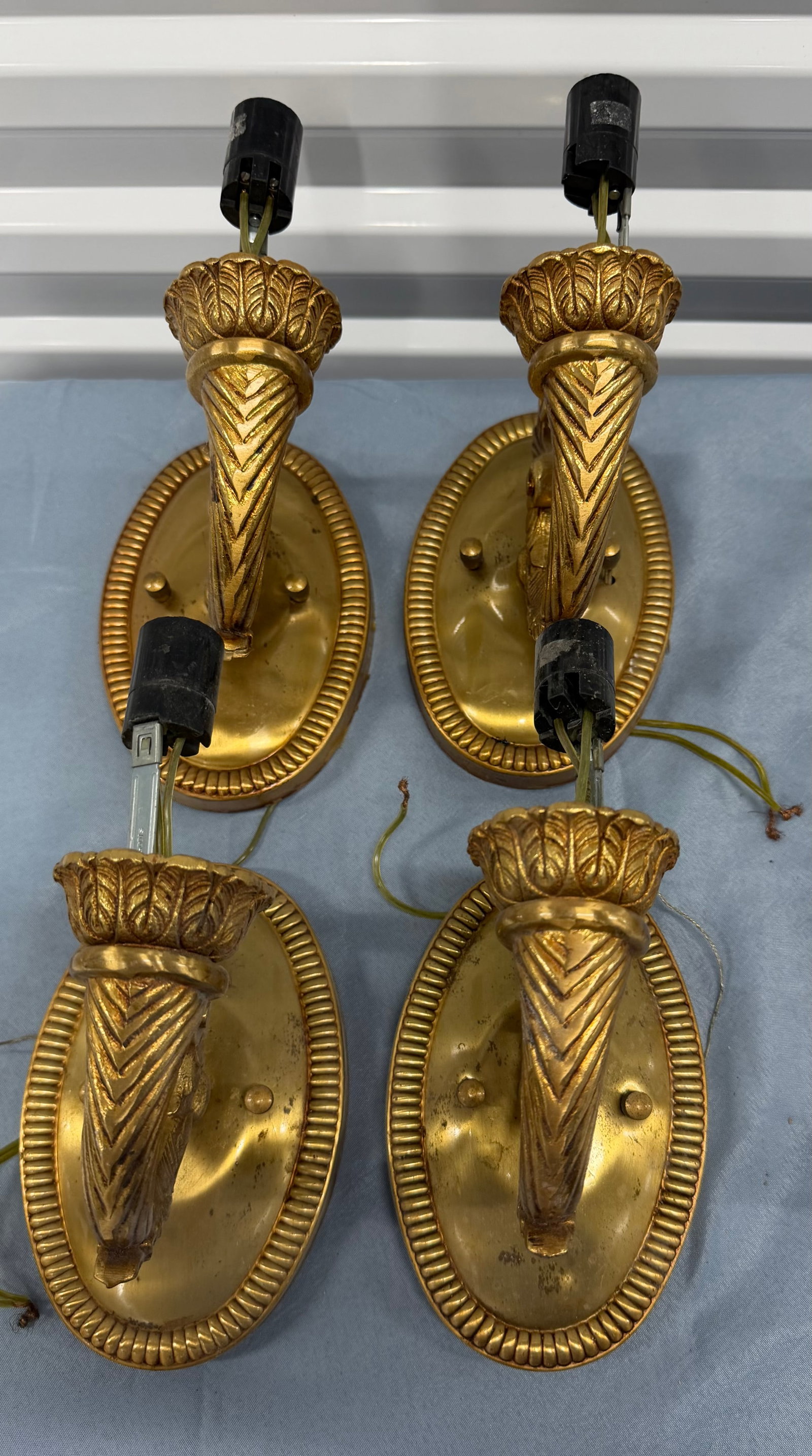 Set of Four Gilt Bronze Torch-Form Sconces - 2