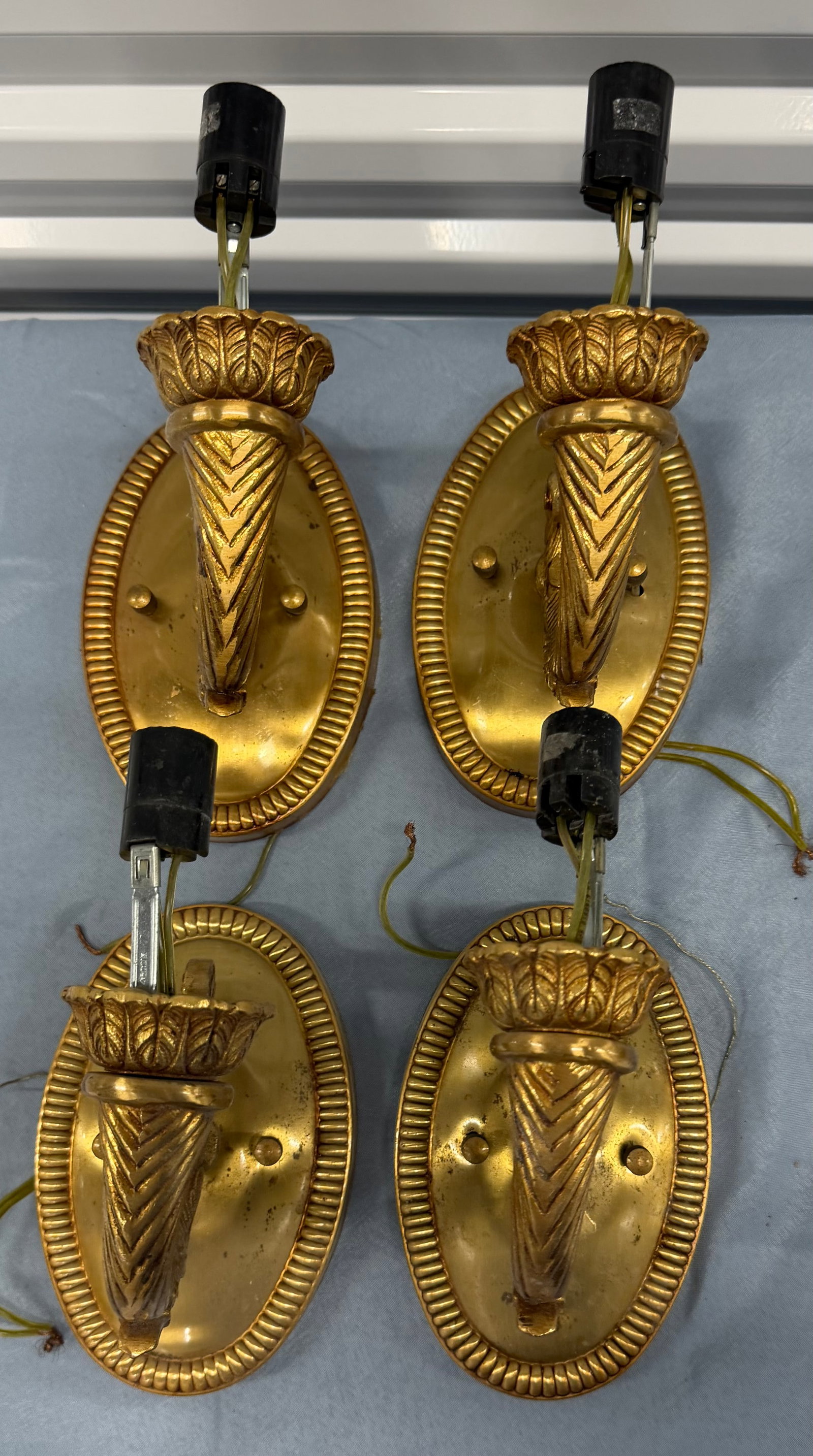 Set of Four Gilt Bronze Torch-Form Sconces - 3