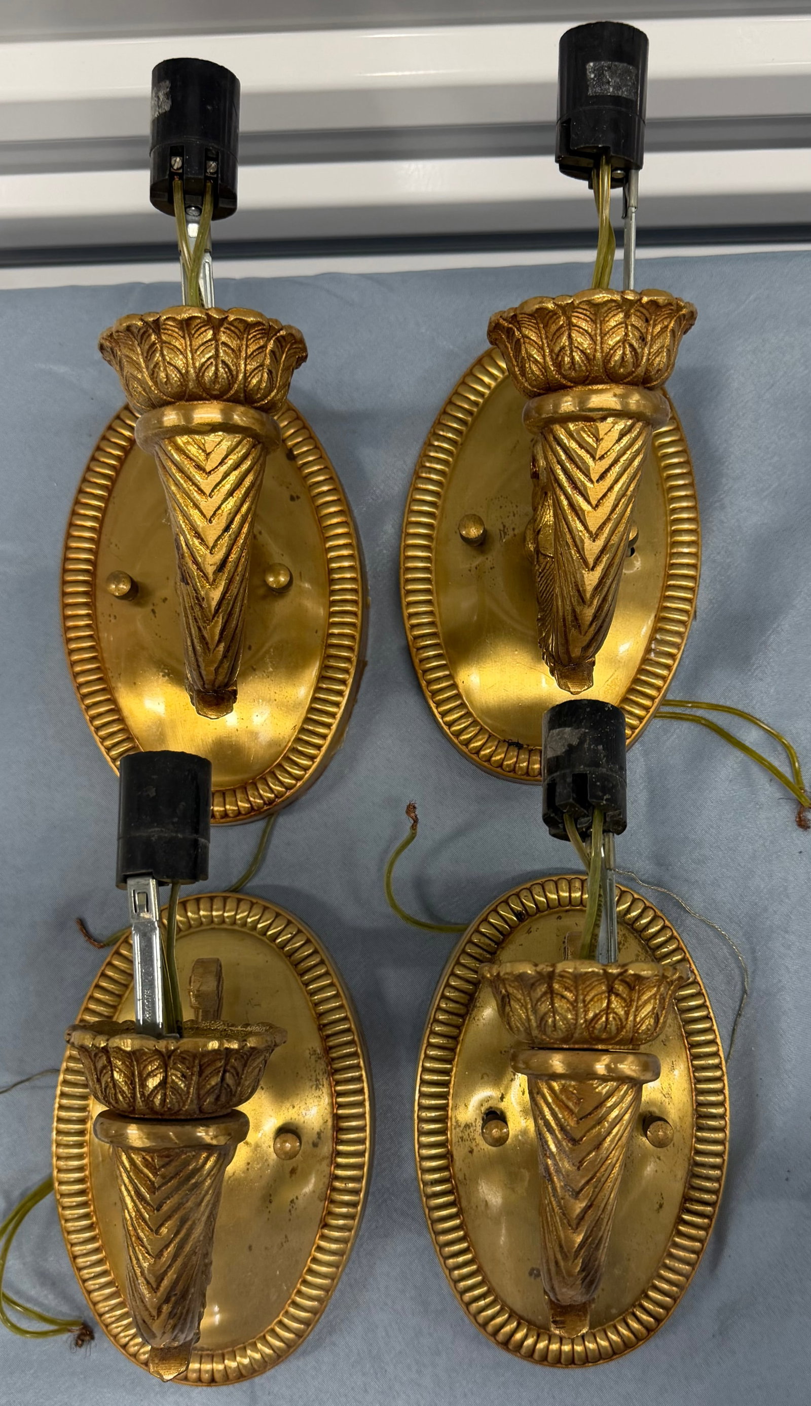 Set of Four Gilt Bronze Torch-Form Sconces - 4