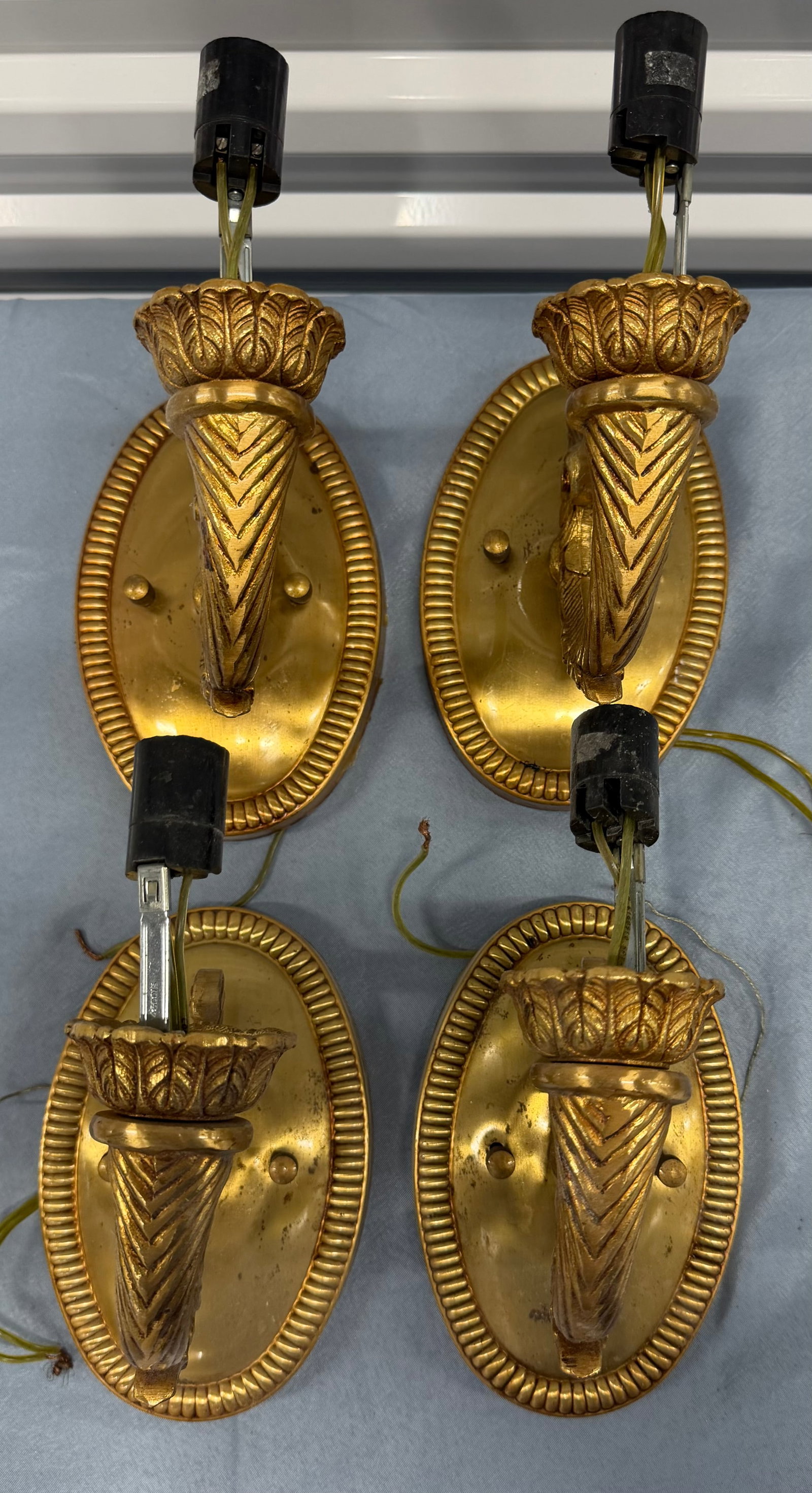 Set of Four Gilt Bronze Torch-Form Sconces - 5