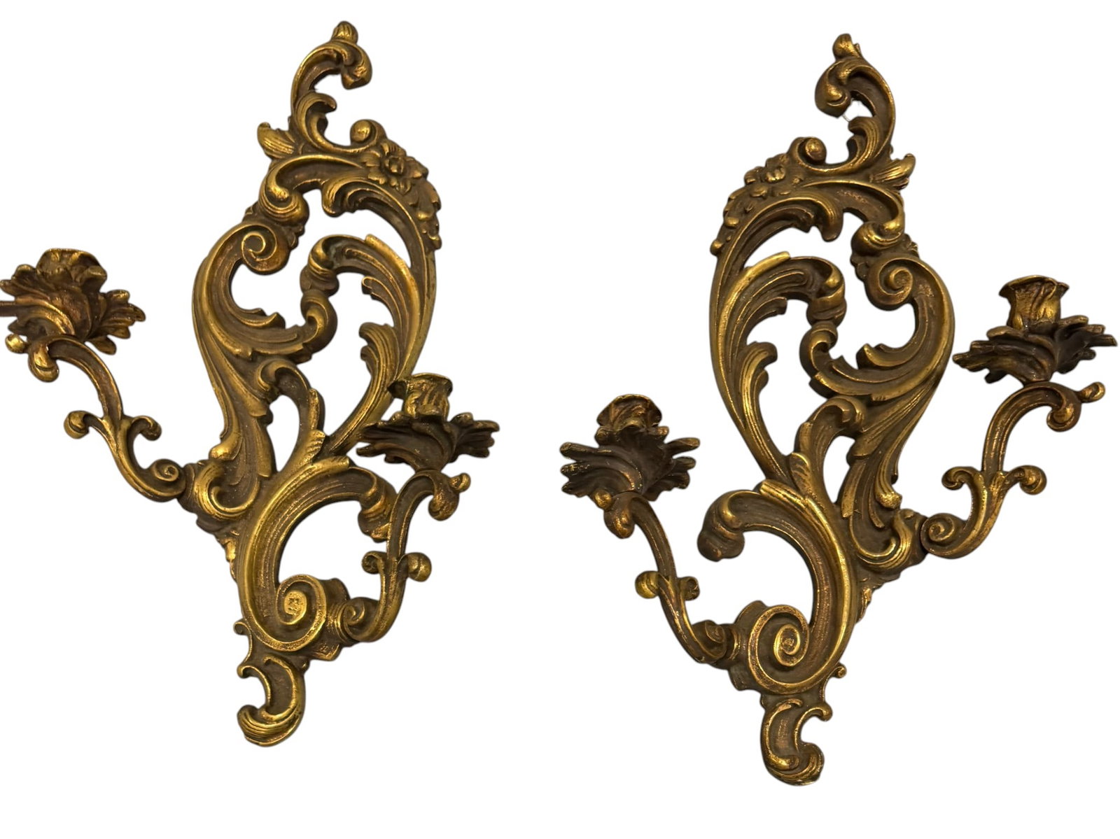 Pair of Rococo Revival Gilt Bronze Sconces (1 of 2)