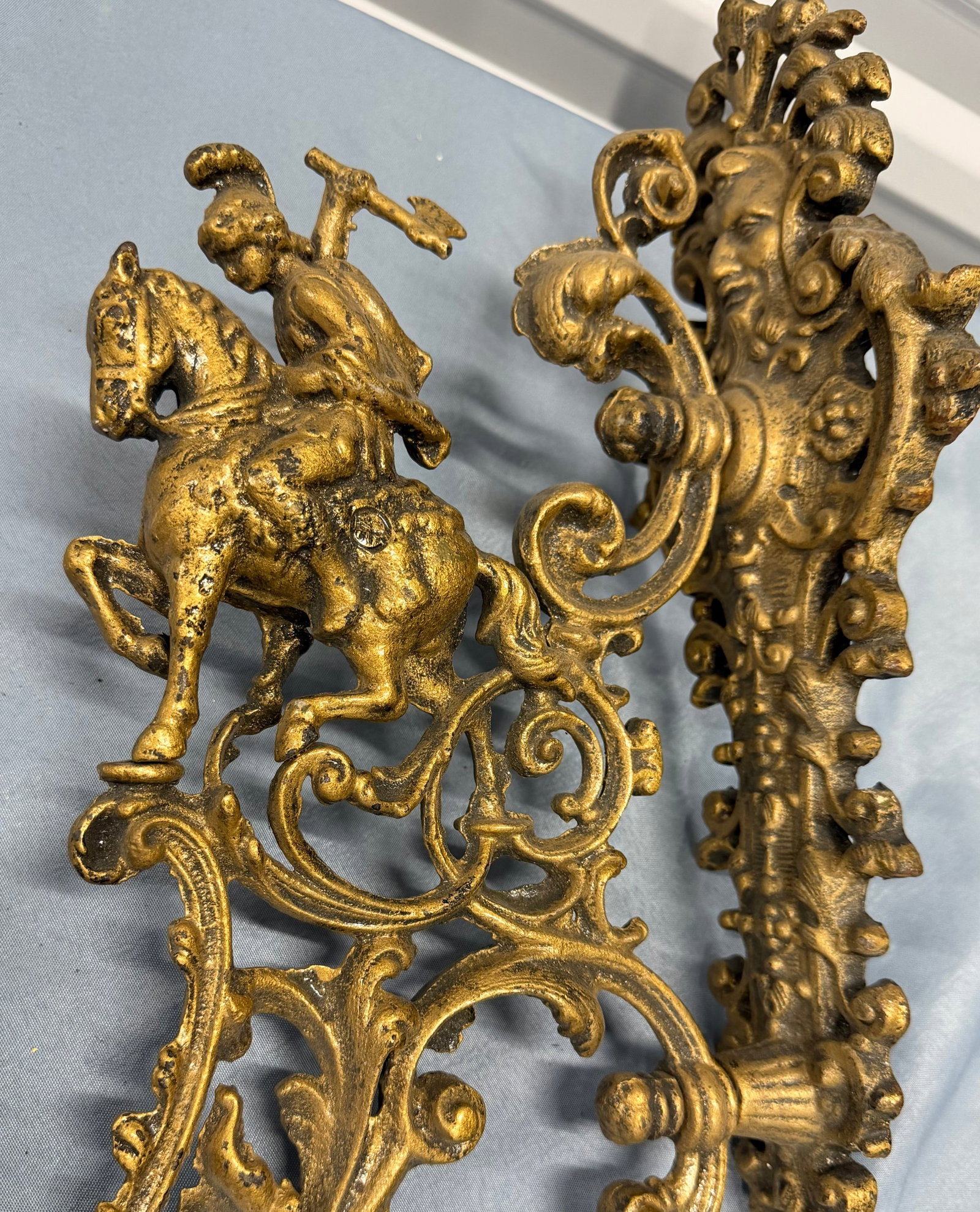 Gilt Metal Sconce with Mounted Cavalier Motif - 2