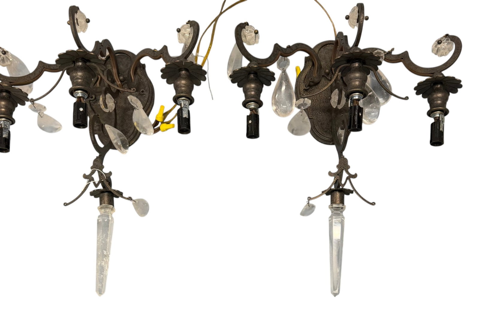 Pair of Bronze and Crystal Sconces (1 of 1)