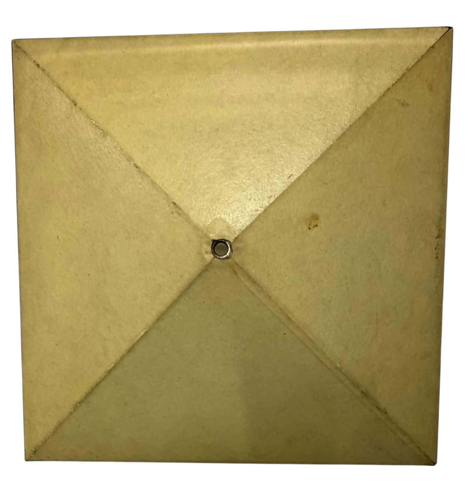 Set of Nine Mid-Century Modern Pyramid-Shaped Light Shades: This lot features a set of eleven mid-century modern pyramid-shaped light shades, likely dating from the 1950s-1970s. Each shade is constructed from a translucent, fibrous material, possibly