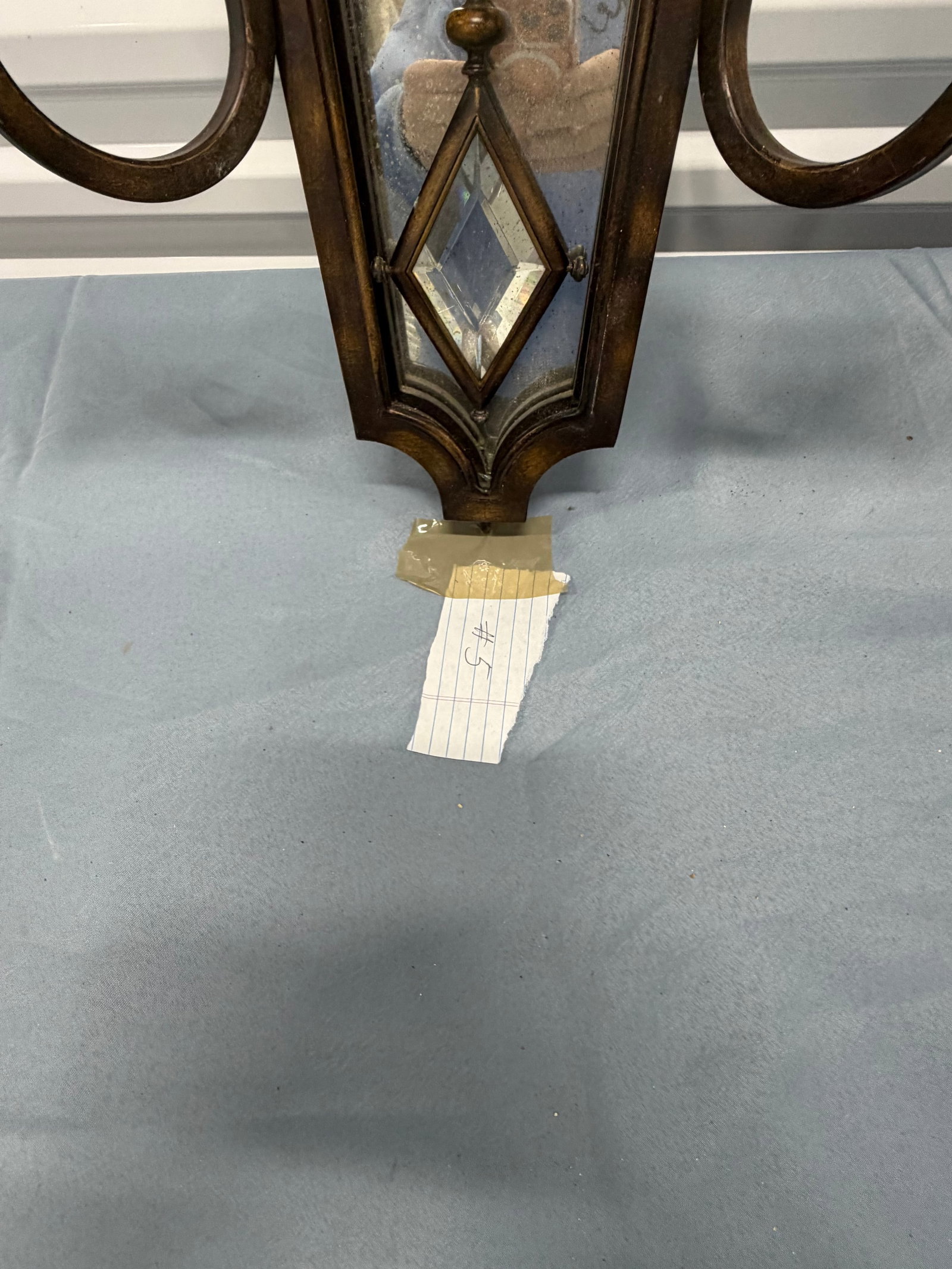 Pair of Ornate Mirrored Bronze Wall Sconces - 3