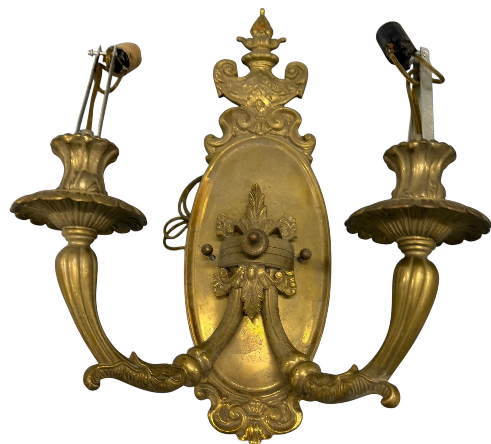 Pair of Brass Rococo-Style Two-Light Wall Sconces (1 of 1)