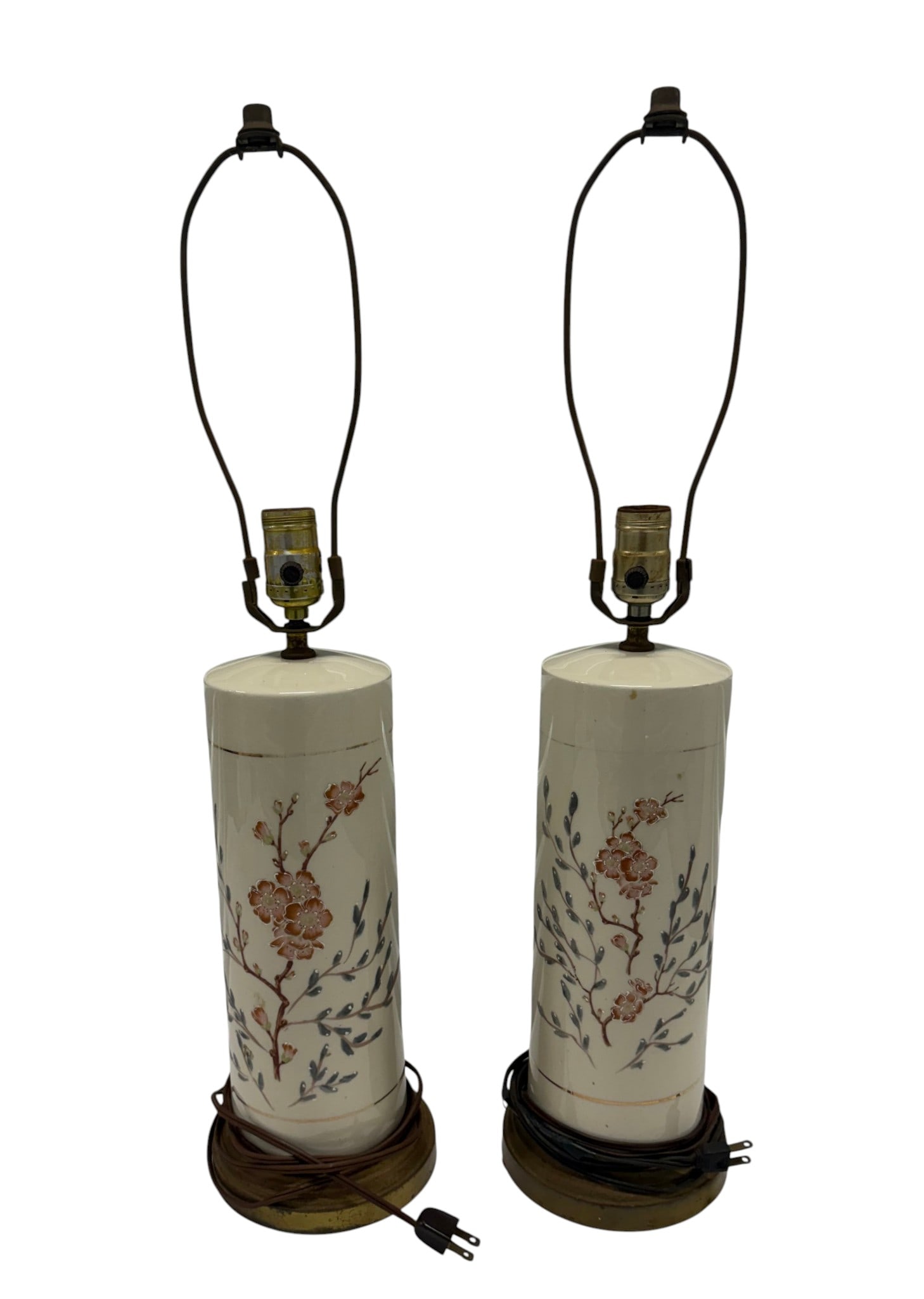 Pair of Mid-Century Ceramic Table Lamps with Floral Motif (1 of 2)