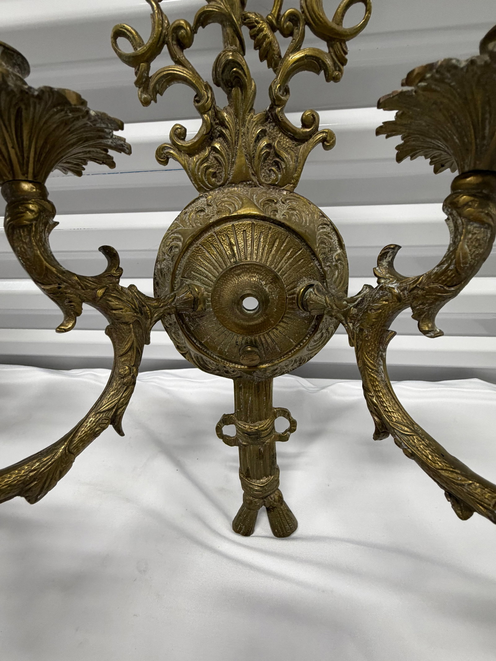 Pair of Ornate Gilt Bronze Rococo Style Sconces - 4