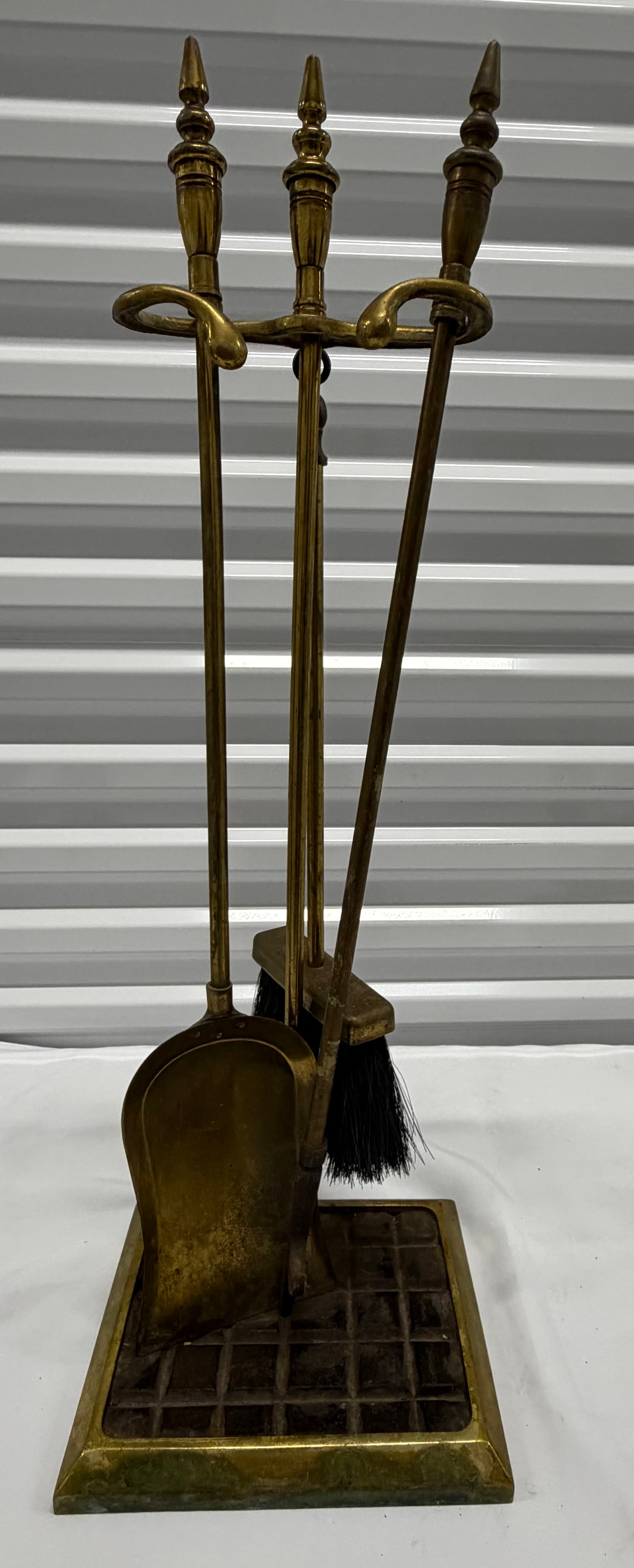 Vintage Brass Fireplace Tool Set - 2